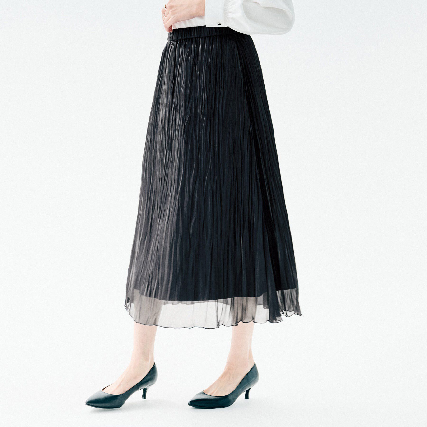 UNTITLED「【ウエストゴム/洗える/シアー】シャイニープリーツスカート」|スカート|