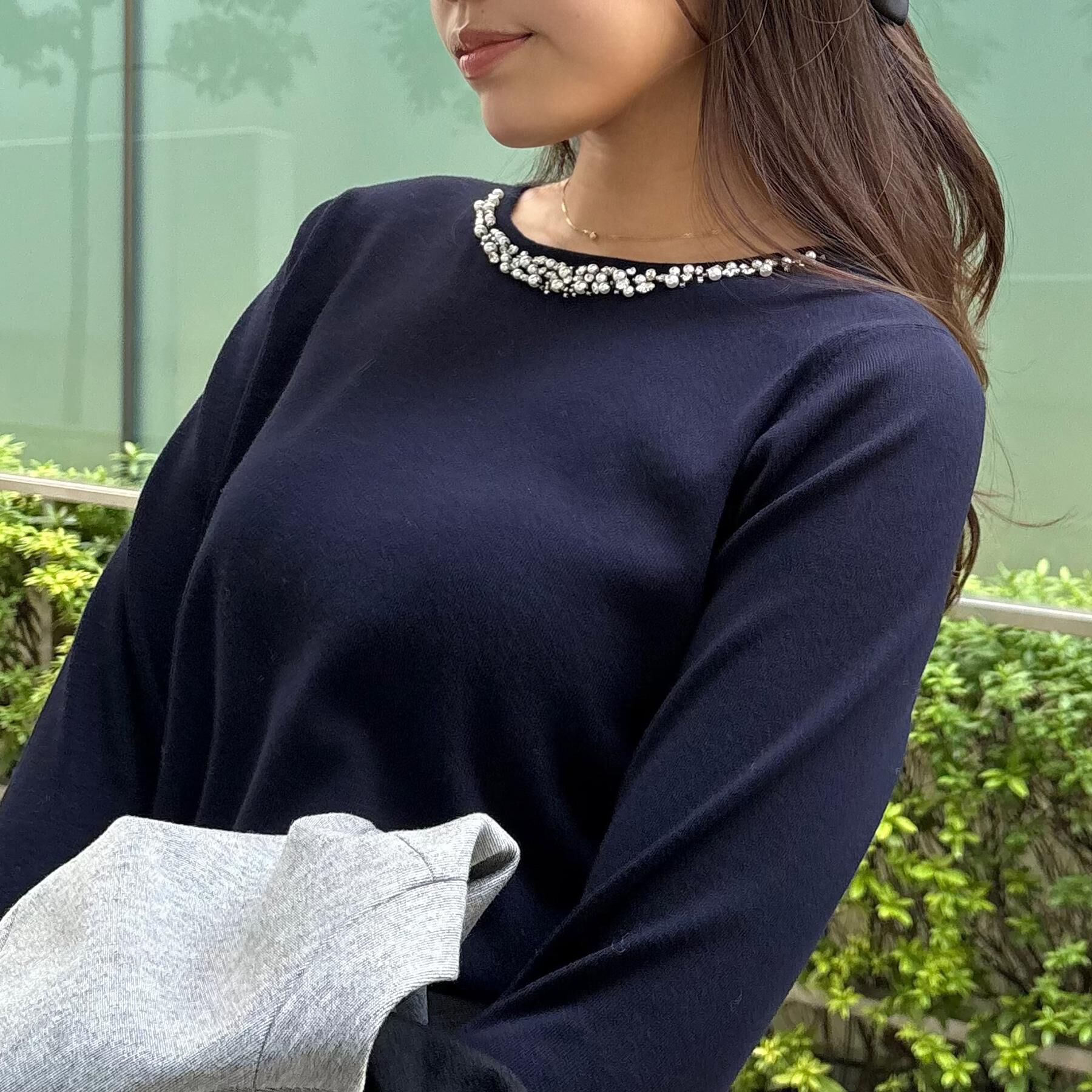 COUP DE CHANCE「【洗える】ビジューニットプルオーバー」|ニット・セーター|