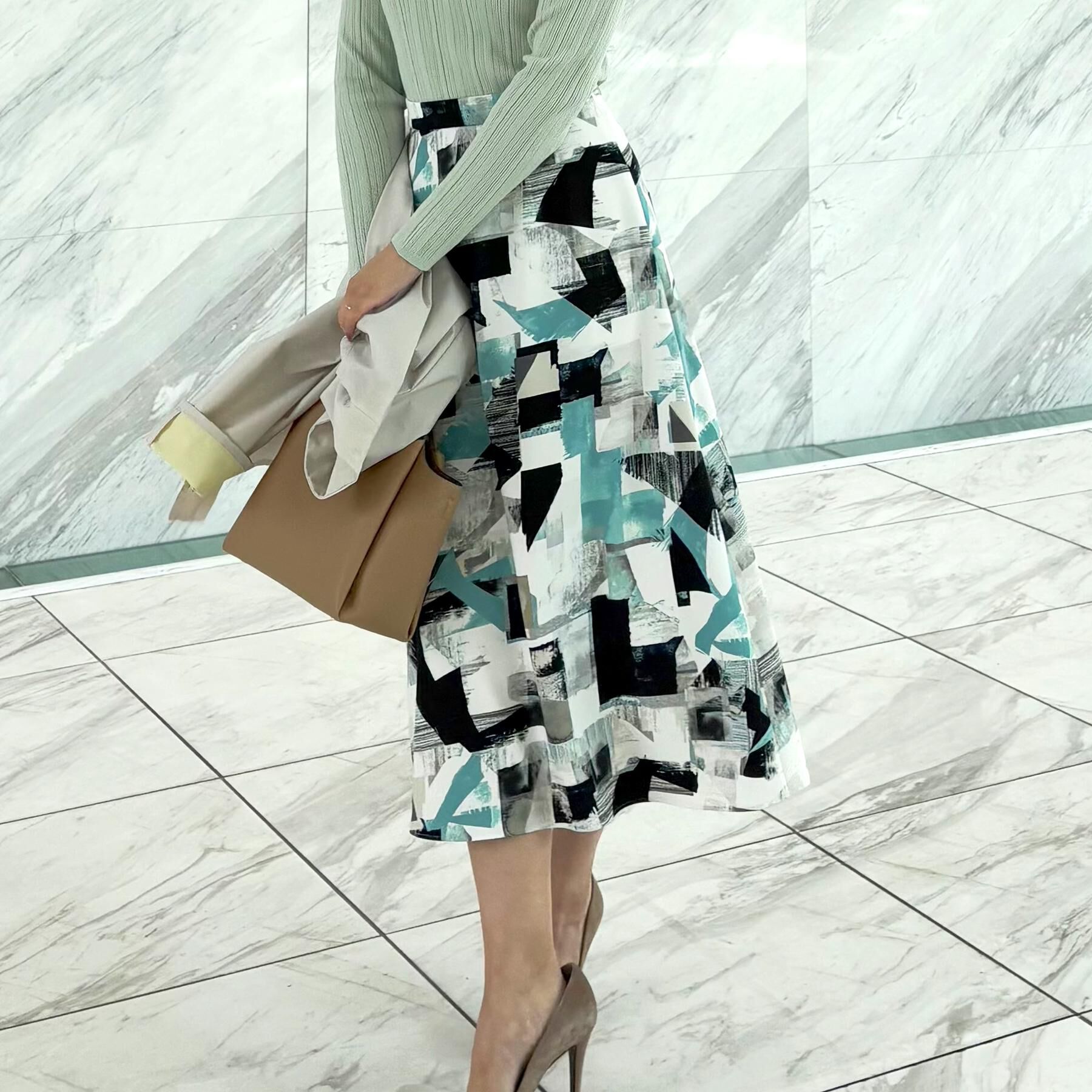 COUP DE CHANCE「【洗える／日本製】幾何学柄フレアスカート」|スカート|