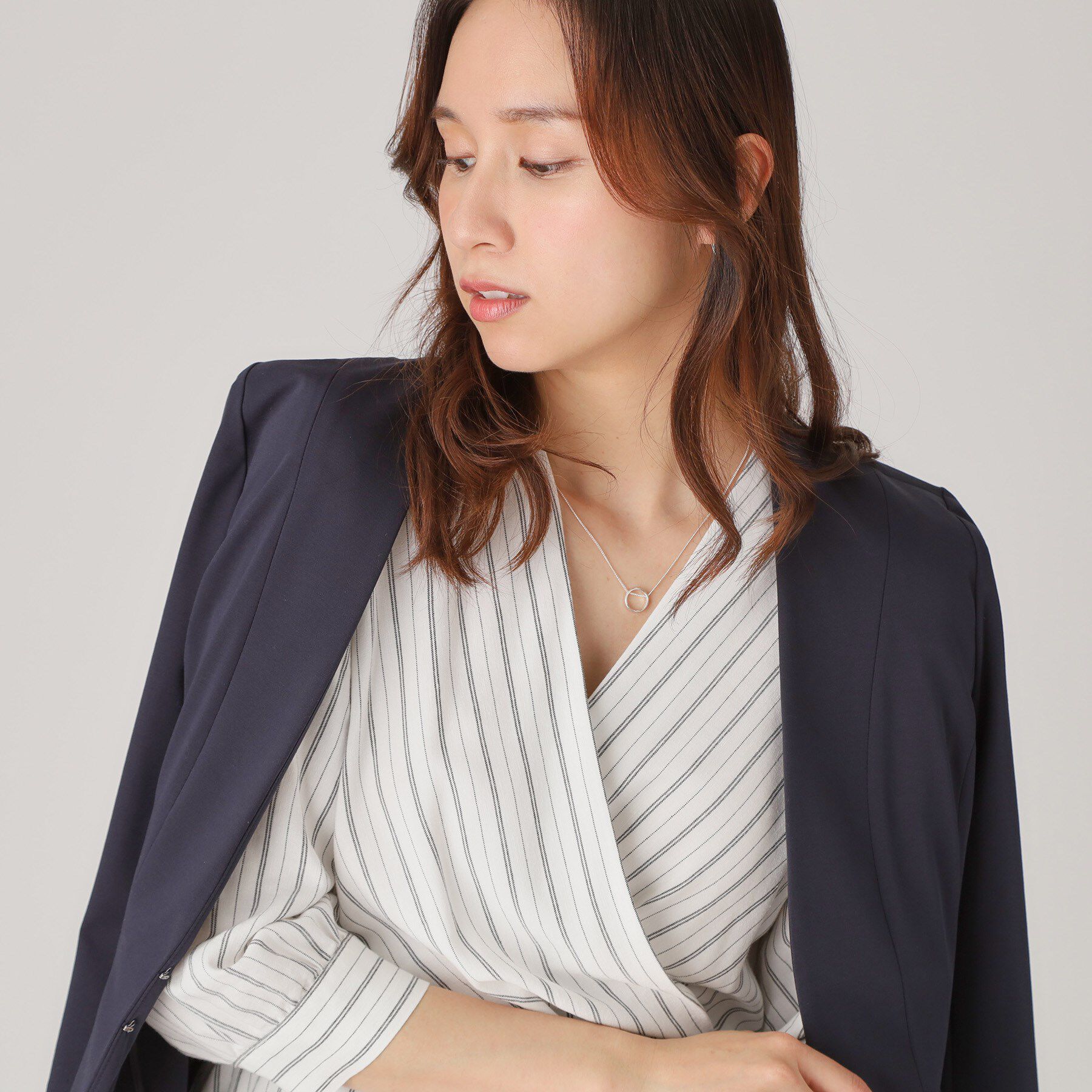 COUP DE CHANCE「【洗える／日本製】細見えカラーレスジャケット」|ノーカラージャケット|