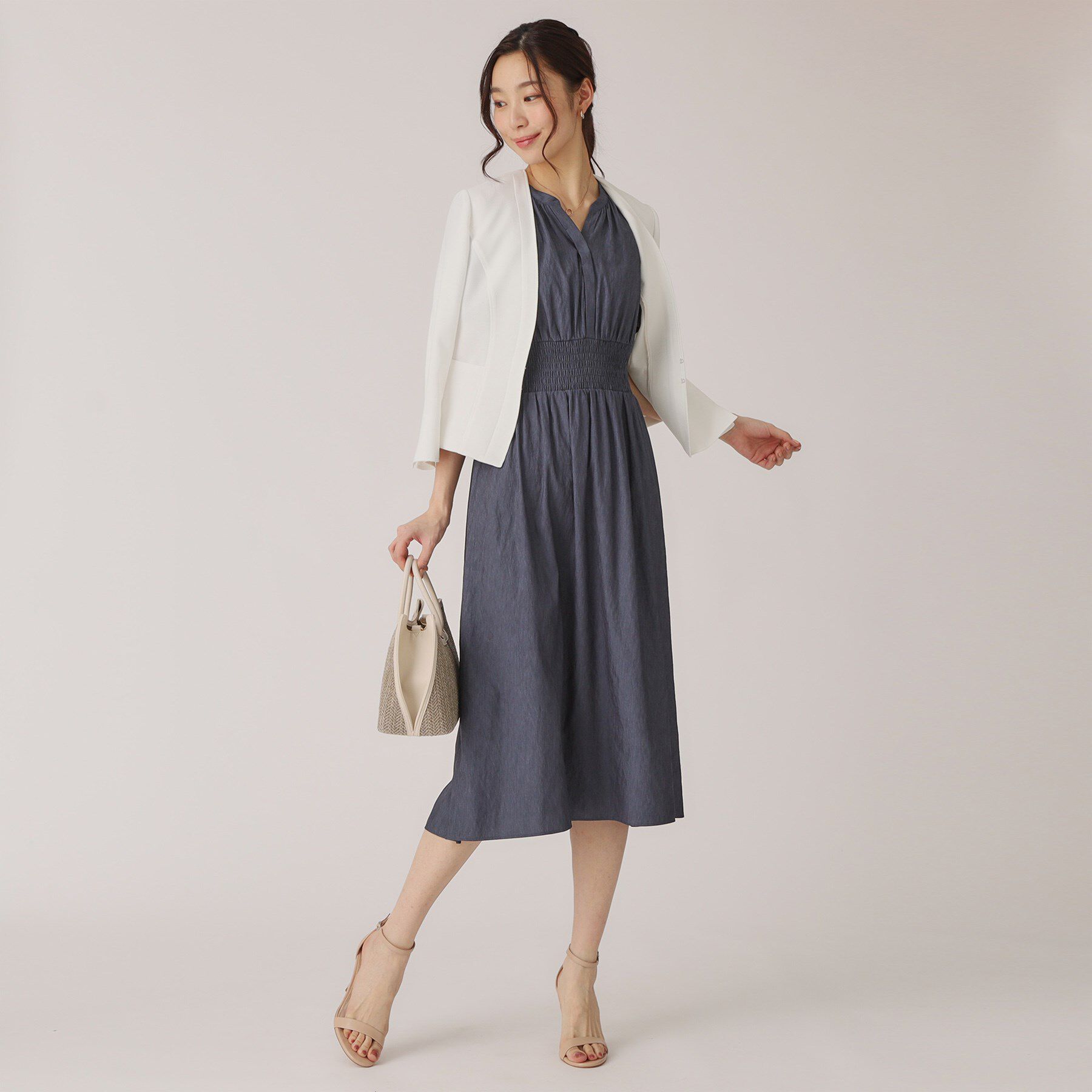 COUP DE CHANCE「【洗える／裏なし】ゴムシャーリングデザインのワンピース」|ワンピース|