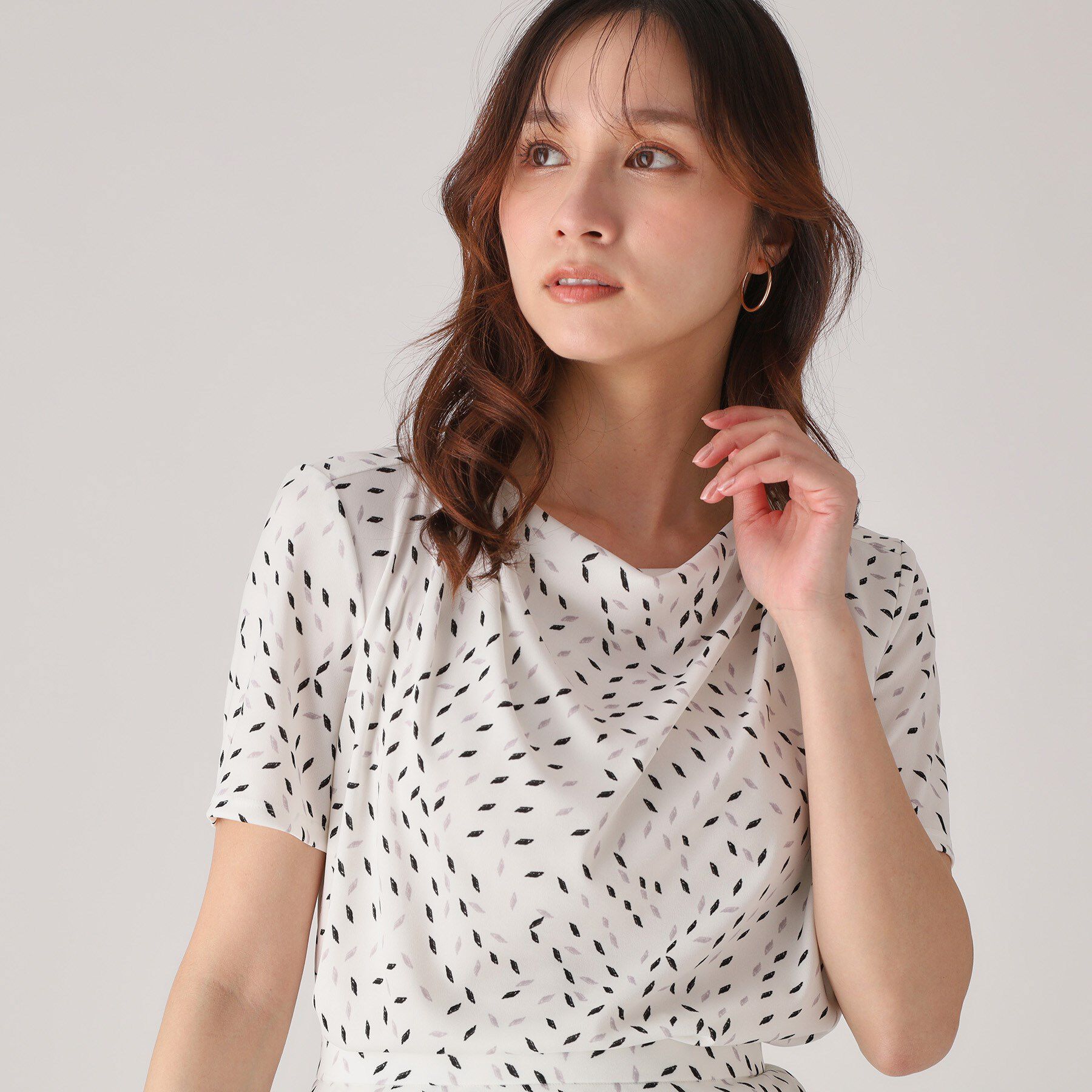 COUP DE CHANCE「【洗える／日本製】ジオメトリック柄カットソー」|Tシャツ・カットソー|ライトグレー(111