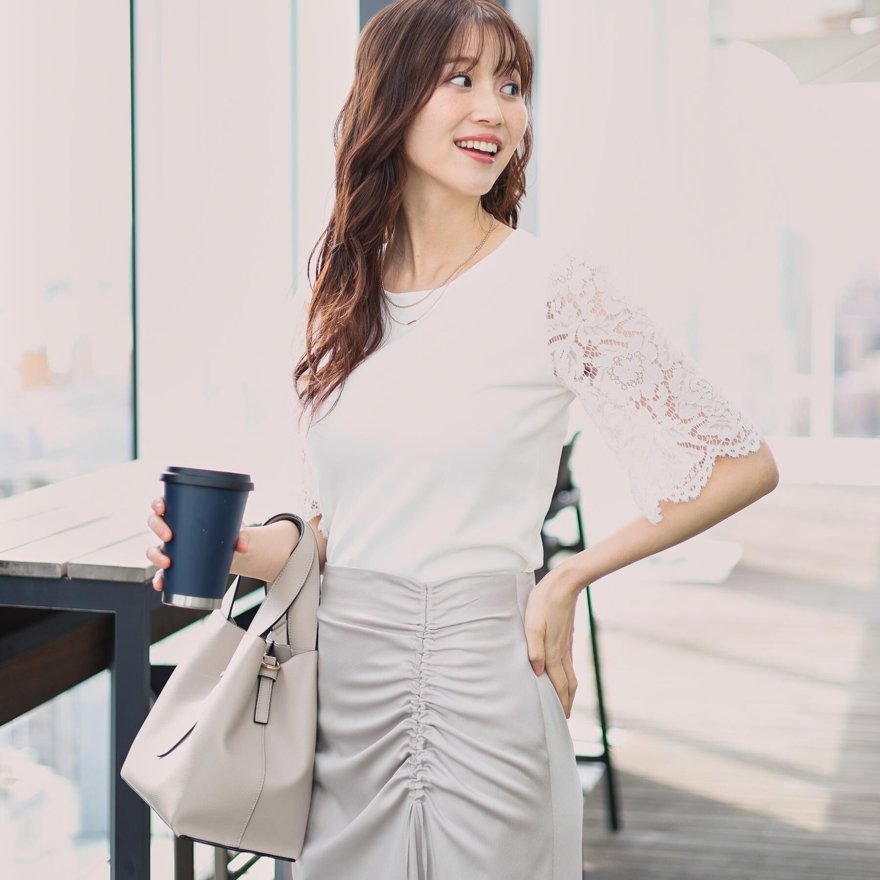 COUP DE CHANCE「【洗える】華やかなレース袖ニットトップス」|ニット・セーター|