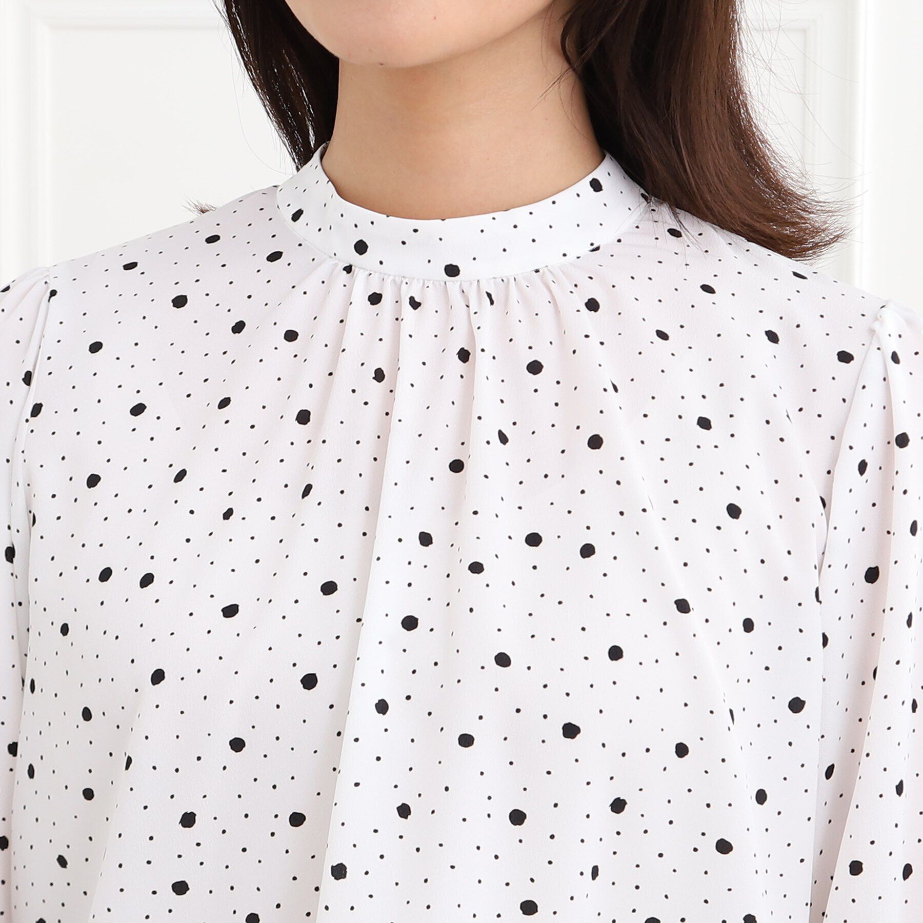 Reflect「【フォーマル/マシンウォッシュ可】ドットプリントブラウス」|シャツ・ブラウス|