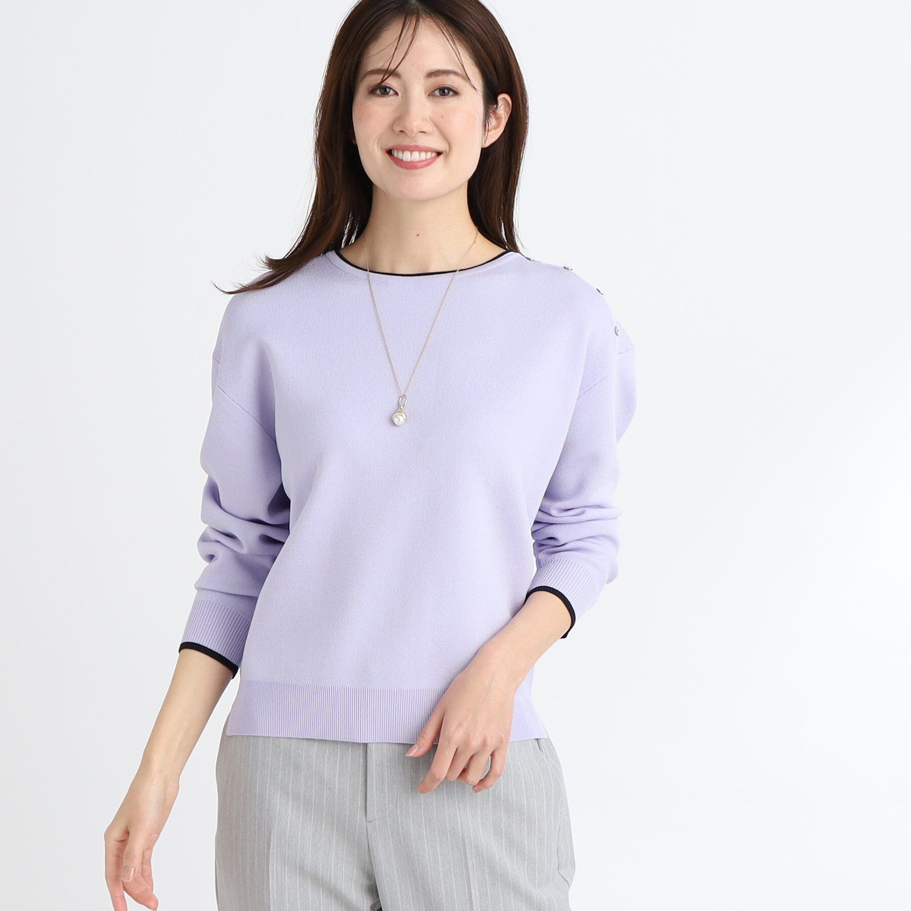 Reflect「【WEB限定カラーあり／セットアップ可】ダブルジャカードニット」|ニット・セーター|ラベンダー(580)