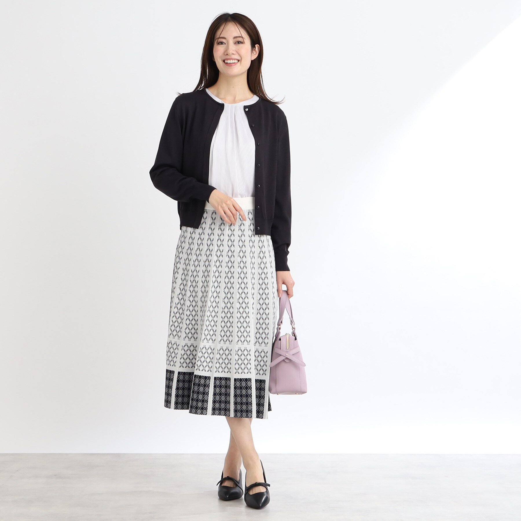 Reflect「【WEB限定カラーあり／アンサンブル可】比翼仕立てニットカーディガン」|カーディガン|