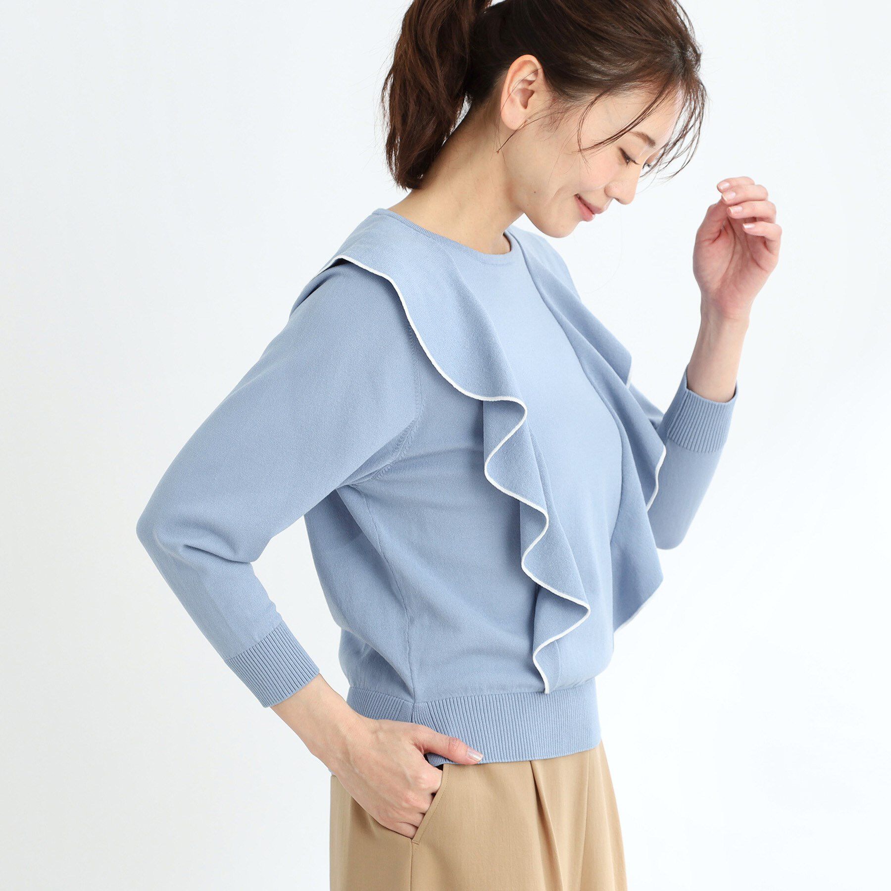 Reflect「ラッフルフリルプルオーバーニット」|ニット・セーター|