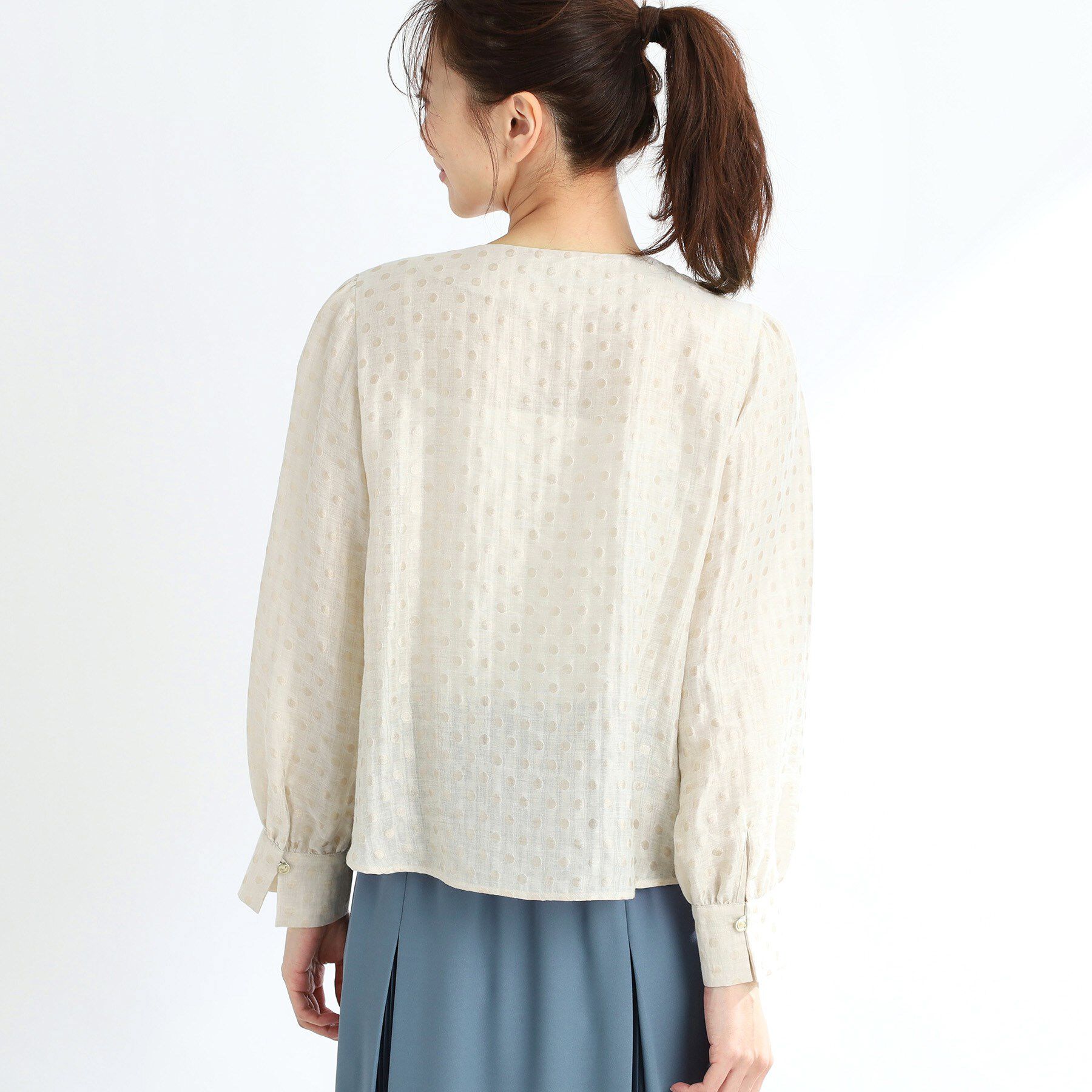 Reflect「【手洗い可】ドットジャカードブラウス」|シャツ・ブラウス|