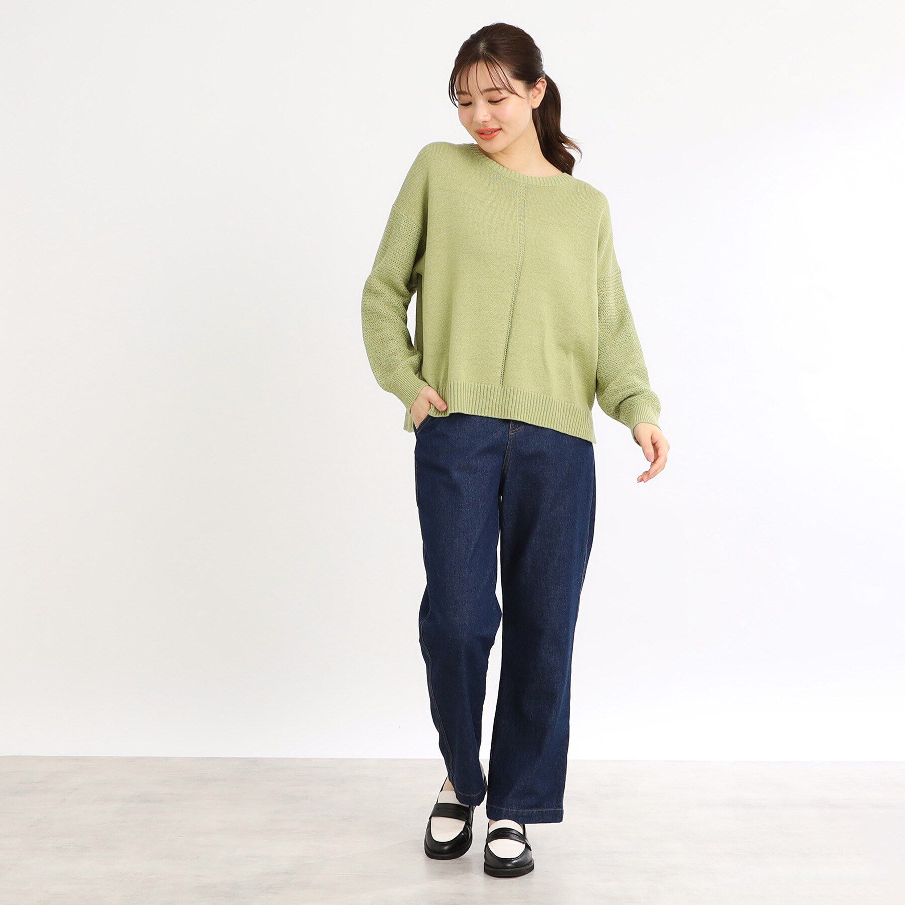 Reflect「【E‐QUALITY／手洗い可／細見え】ストレートシルエットデニムパンツ」|デニム|