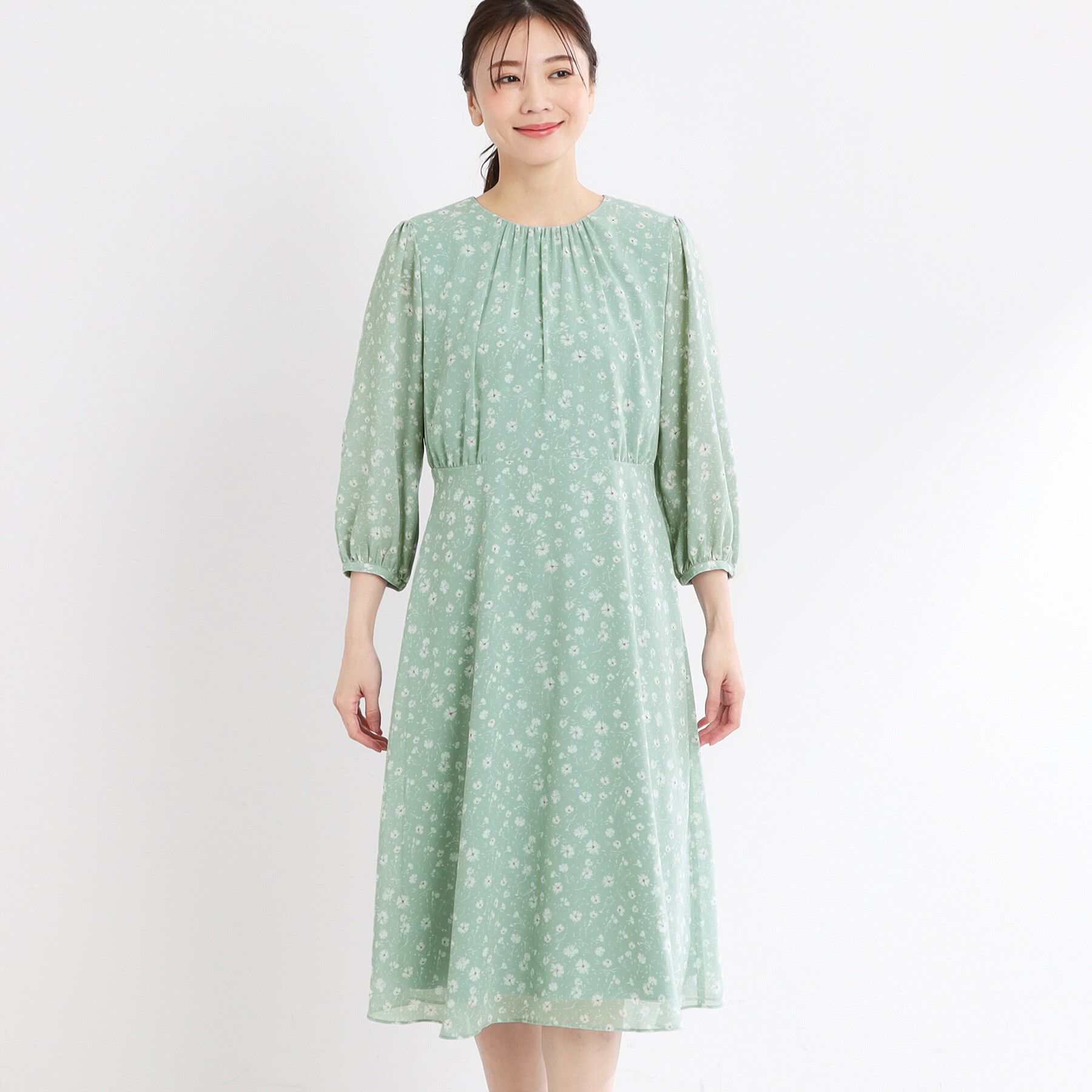 Reflect「【マシンウォッシュ可】フラワープリントワンピース」|ワンピース|