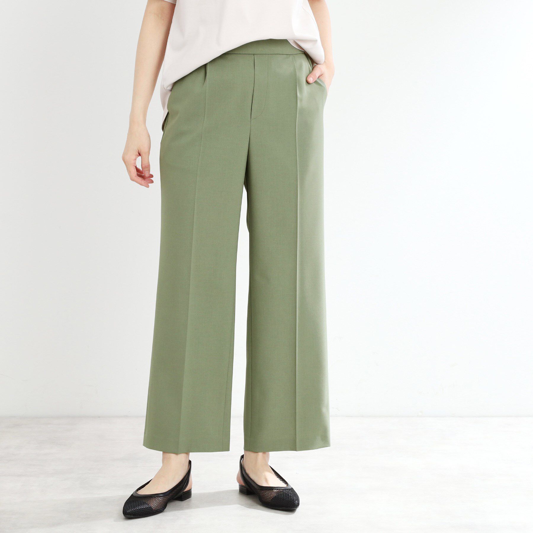 Reflect「【マシンウォッシュ可／セットアップ可能】ストレートシルエットパンツ」|その他|オリーブグリーン(0