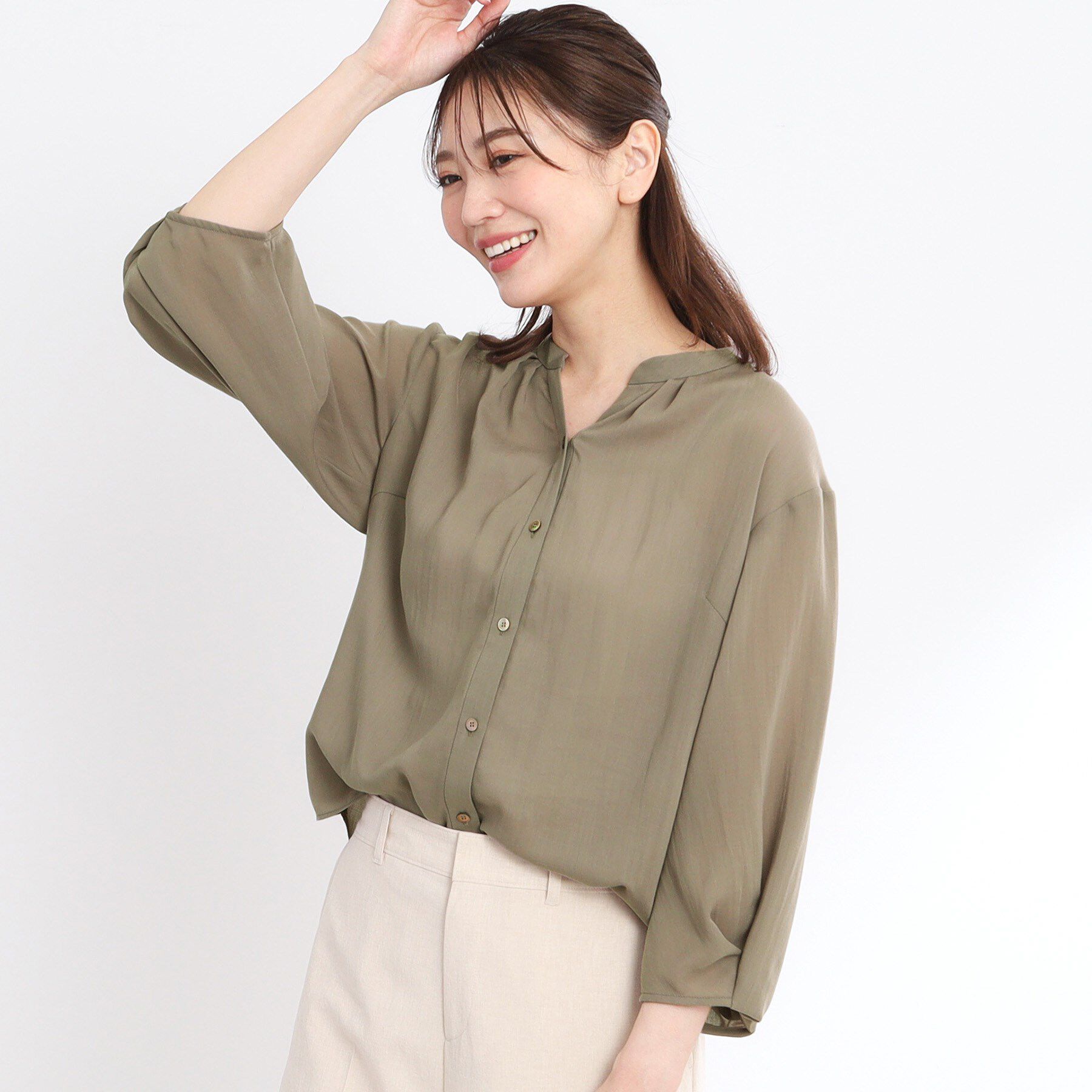 Reflect「【マシンウォッシュ可／セットアップ可】スリーブディティールブラウス」|シャツ・ブラウス|