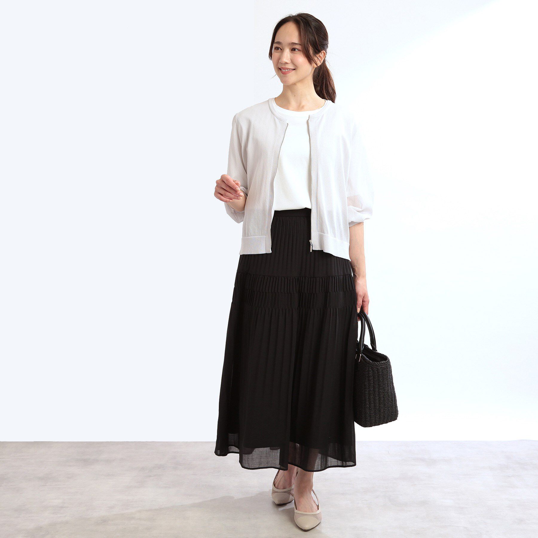 Reflect「【手洗い可】ジップアップニットカーディガン」|カーディガン|