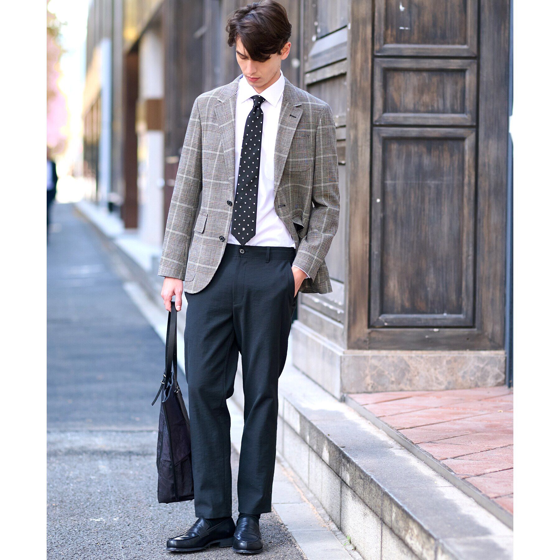 DRESSTERIOR「ウールコットン グレンチェックジャケット」|テーラードジャケット|