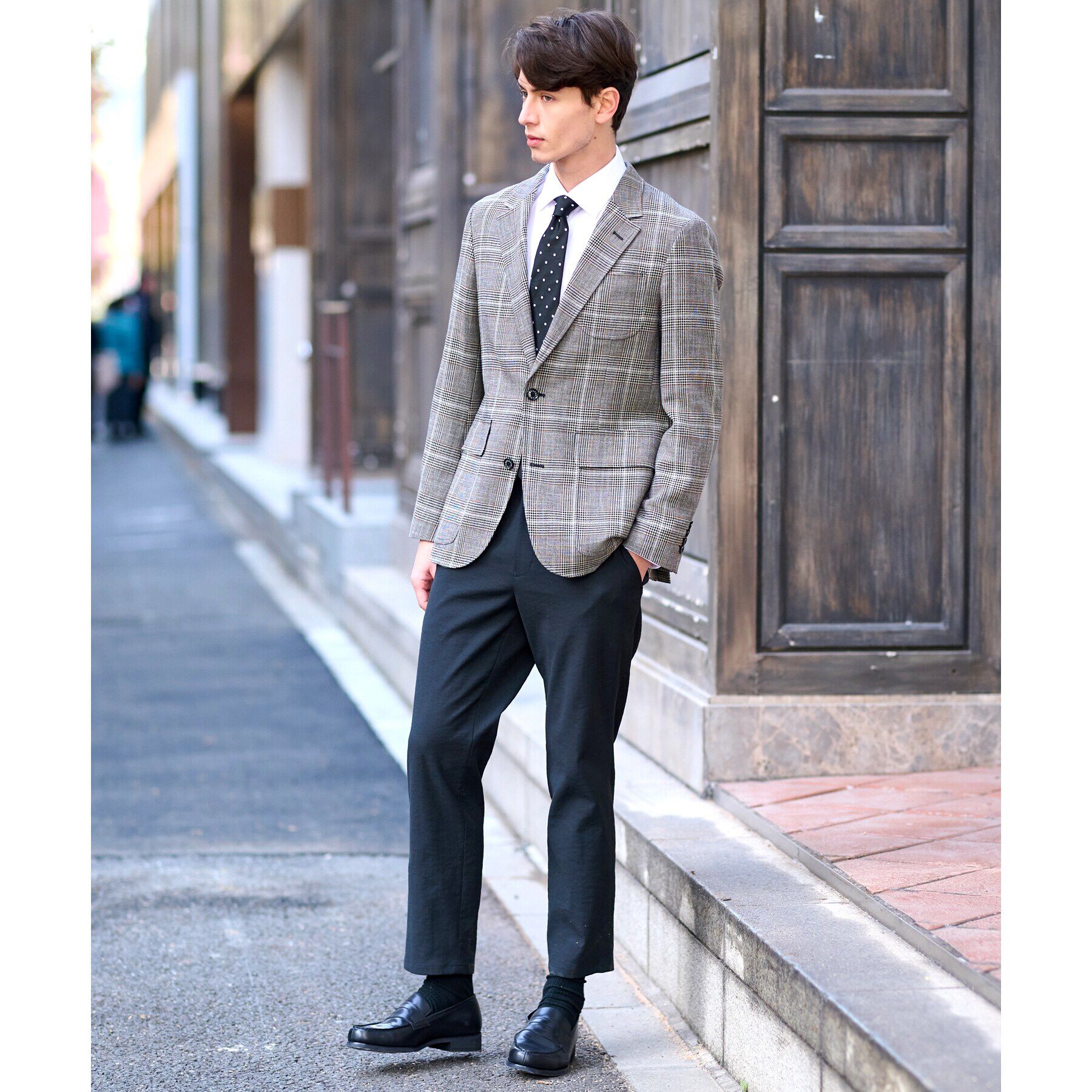 DRESSTERIOR「ウールコットン グレンチェックジャケット」|テーラードジャケット|