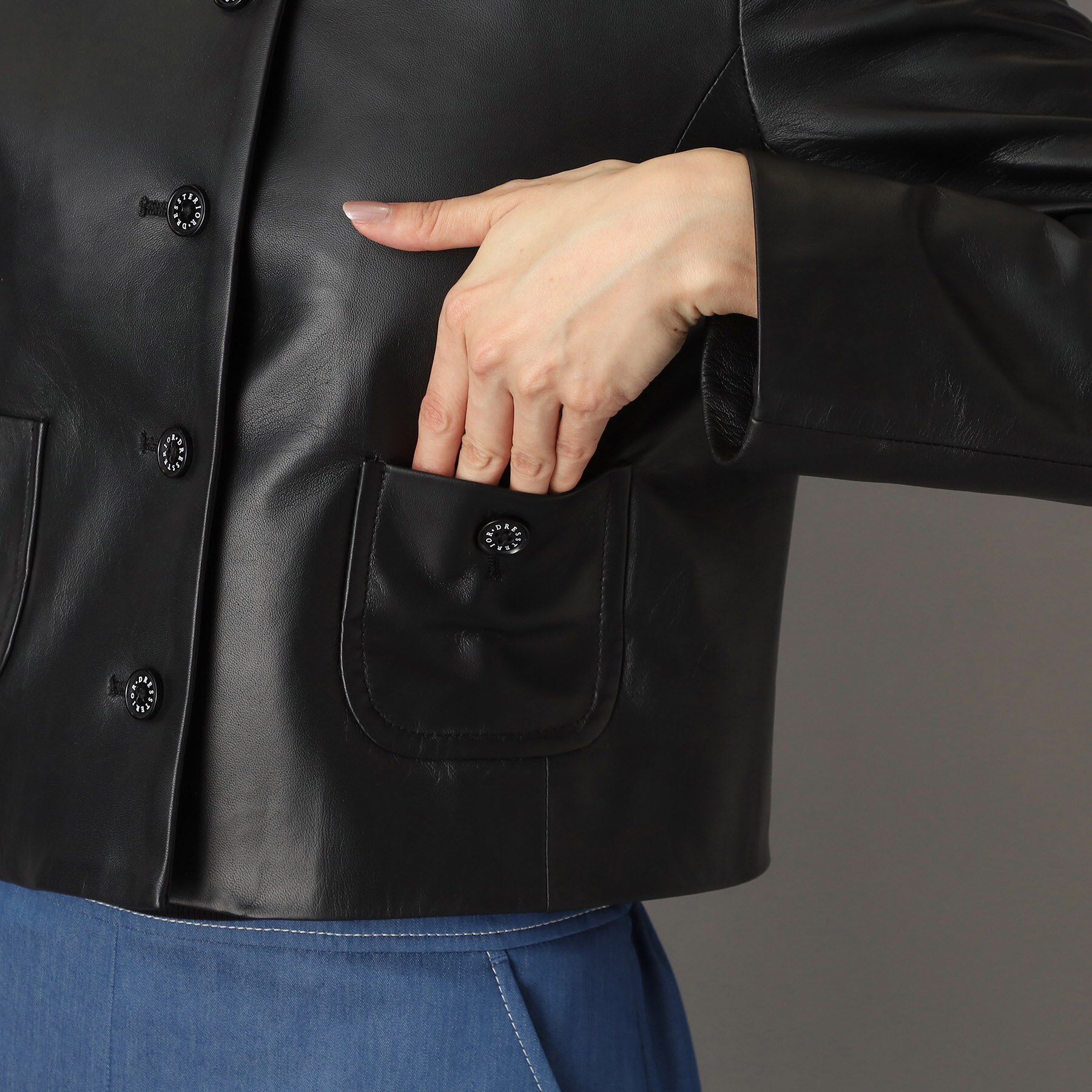 DRESSTERIOR「【本革】ラムレザーミニマルジャケット」|ブルゾン・スタジャン|