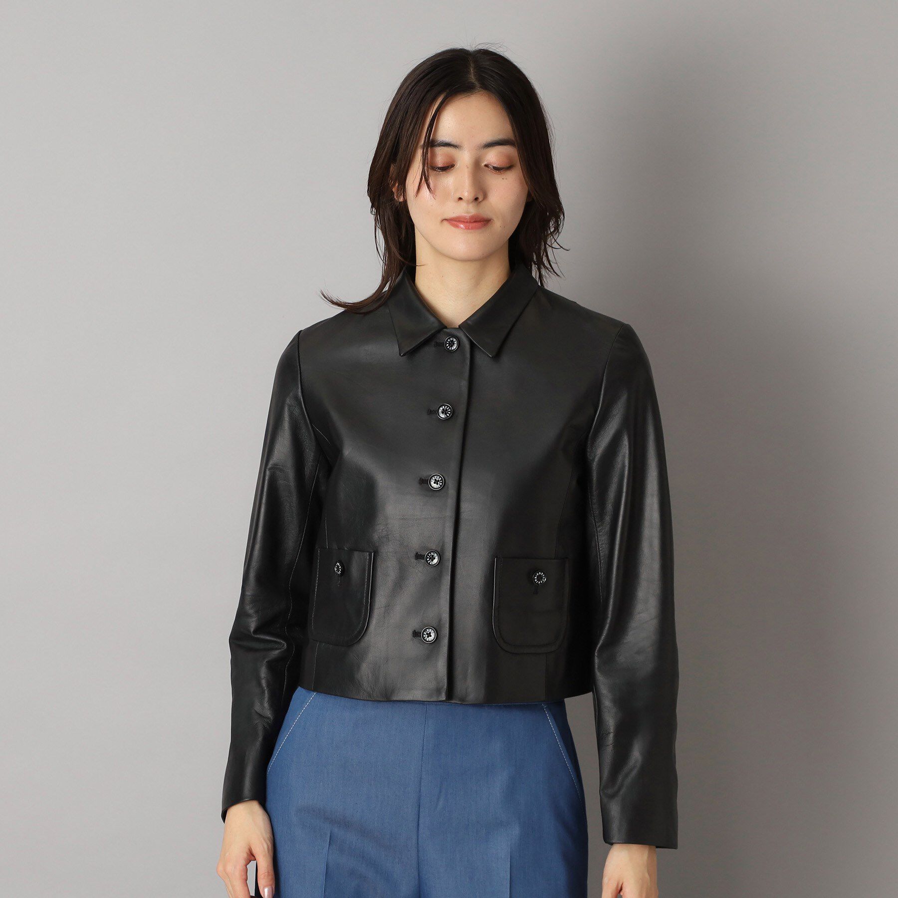 DRESSTERIOR「【本革】ラムレザーミニマルジャケット」|ブルゾン・スタジャン|