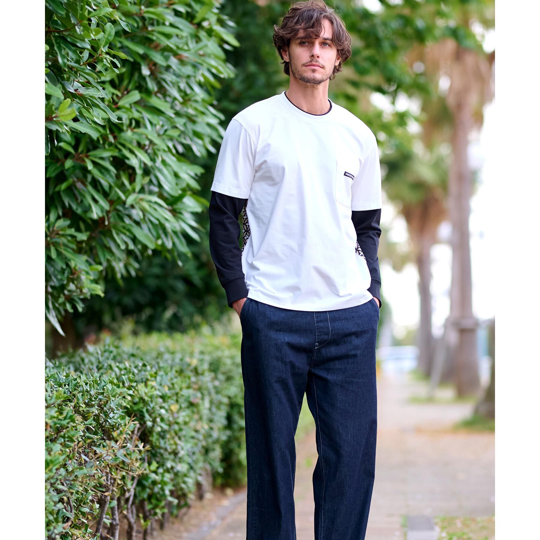 DRESSTERIOR「【接触冷感/UVカット】BACK BREEZE TECH バックオーバーラップサークルレイヤードロン」|Tシャツ・カットソー|