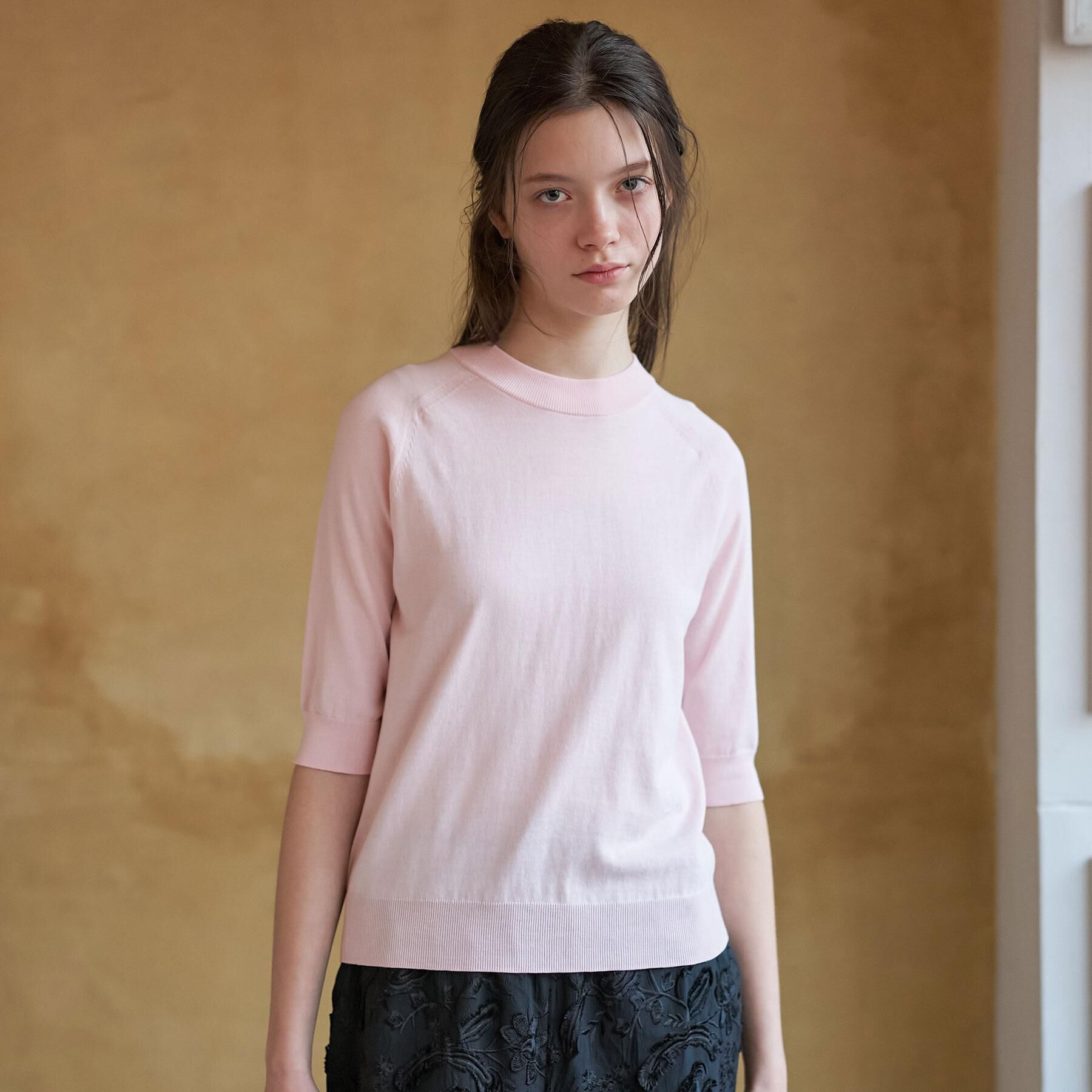 DRESSTERIOR「コットンシルクハーフスリーブニット」|ニット・セーター|