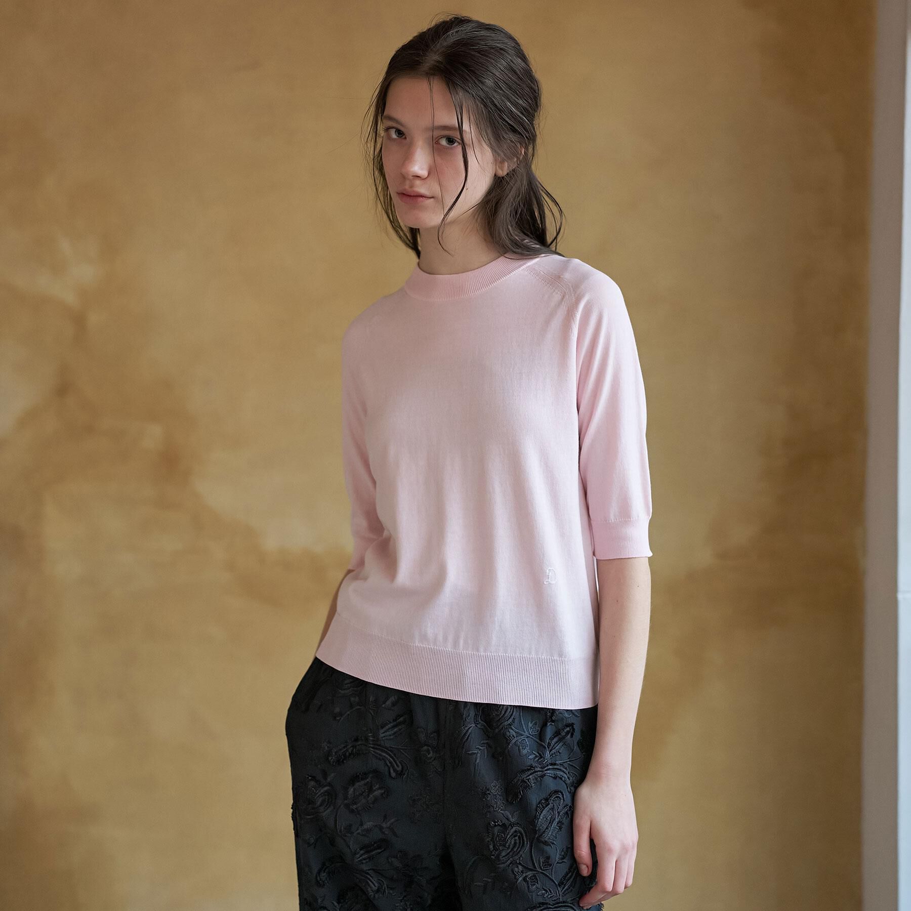 DRESSTERIOR「コットンシルクハーフスリーブニット」|ニット・セーター|