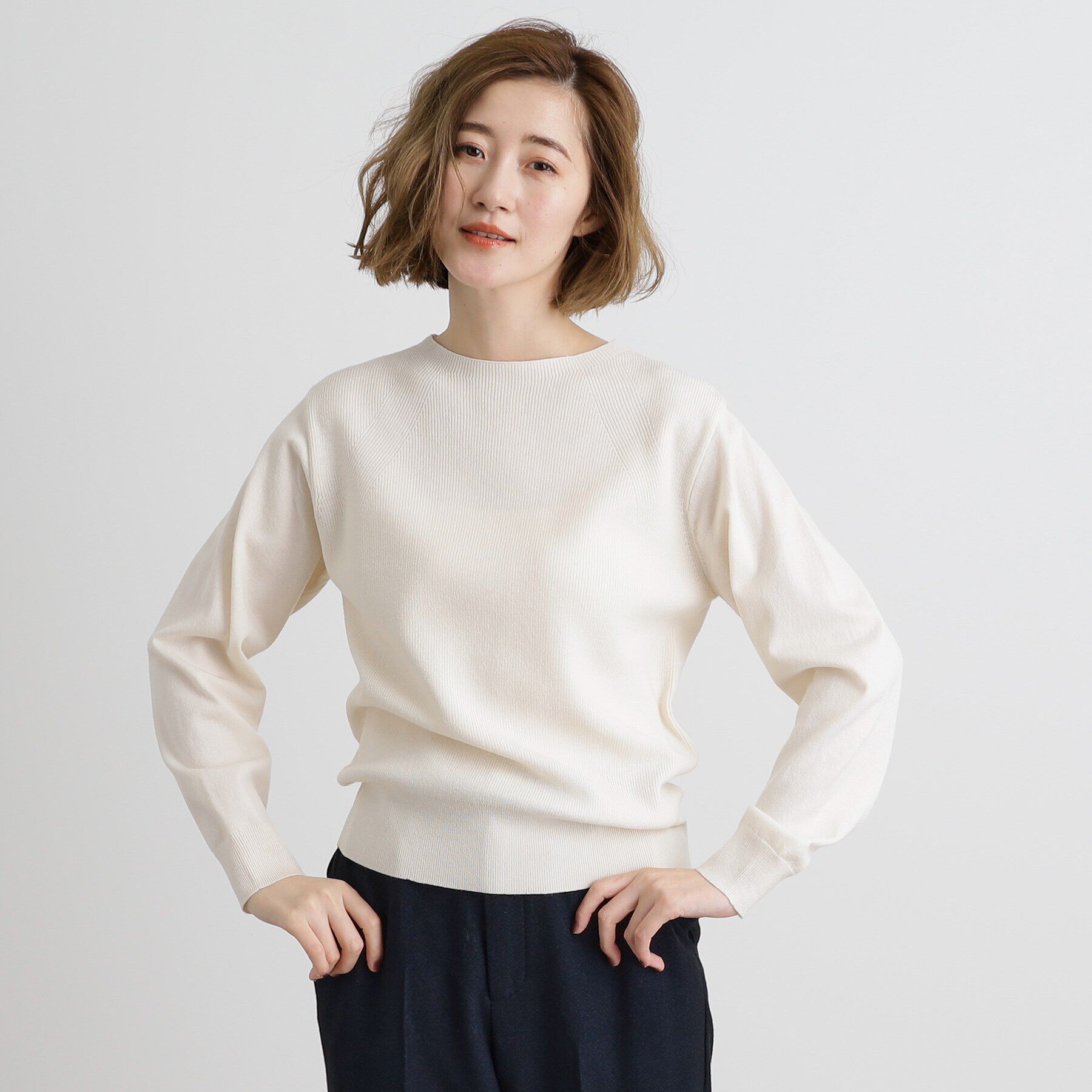 grove「【洗える】毛玉軽減ニットプルオーバー」|ニット・セーター|オフホワイト(003