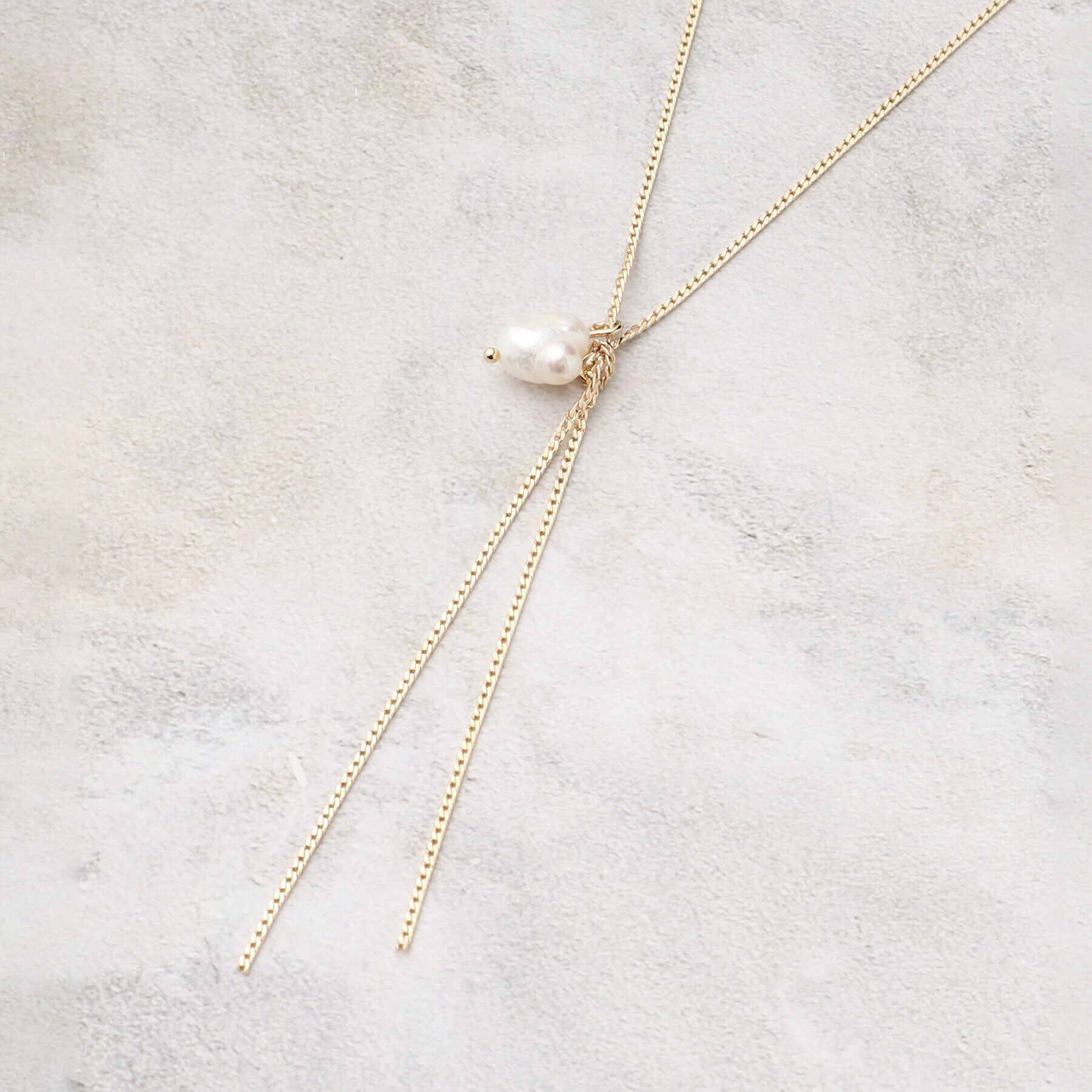 grove「淡水パールY字ショートネックレス」|ネックレス|