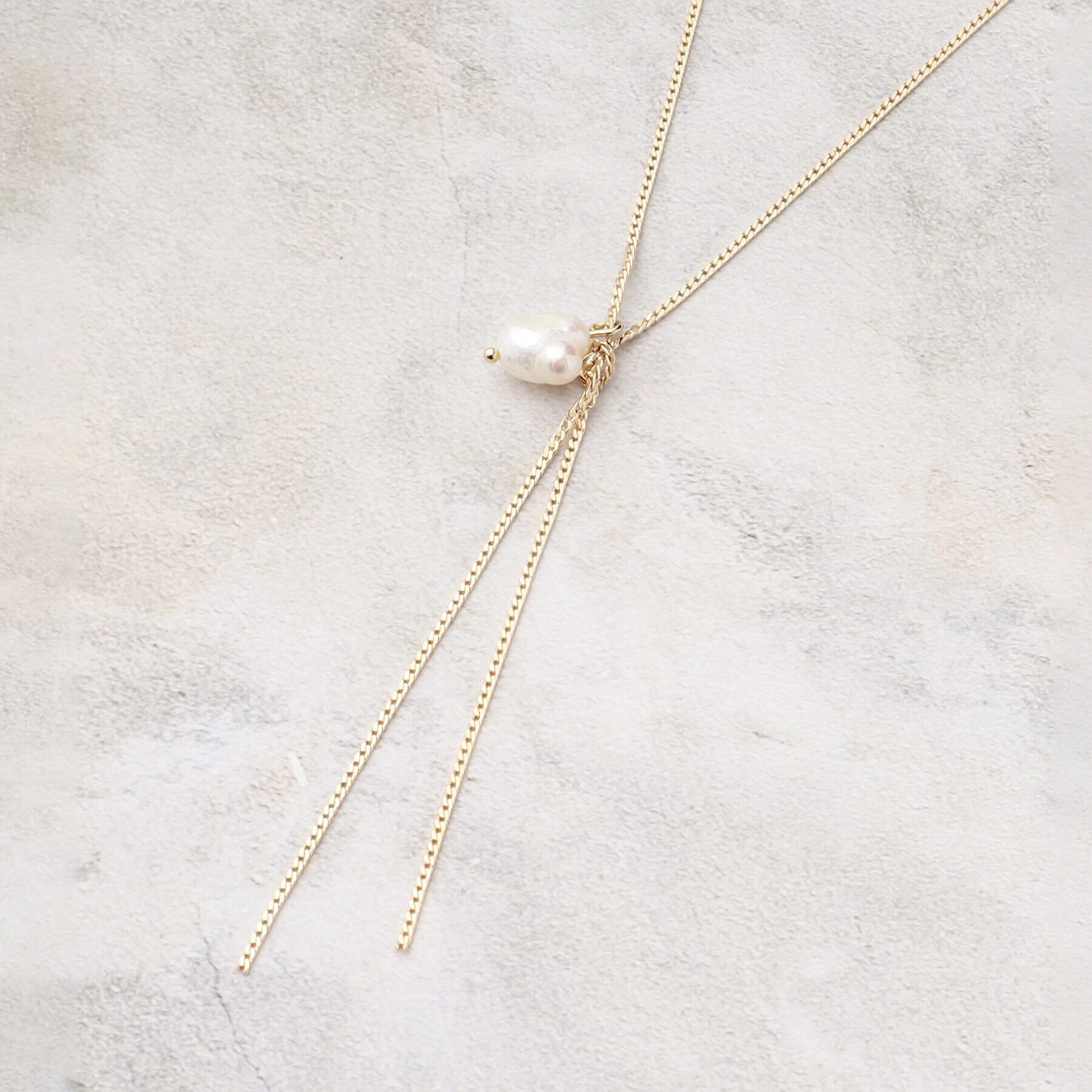 grove「淡水パールY字ショートネックレス」|ネックレス|ゴールド(007)