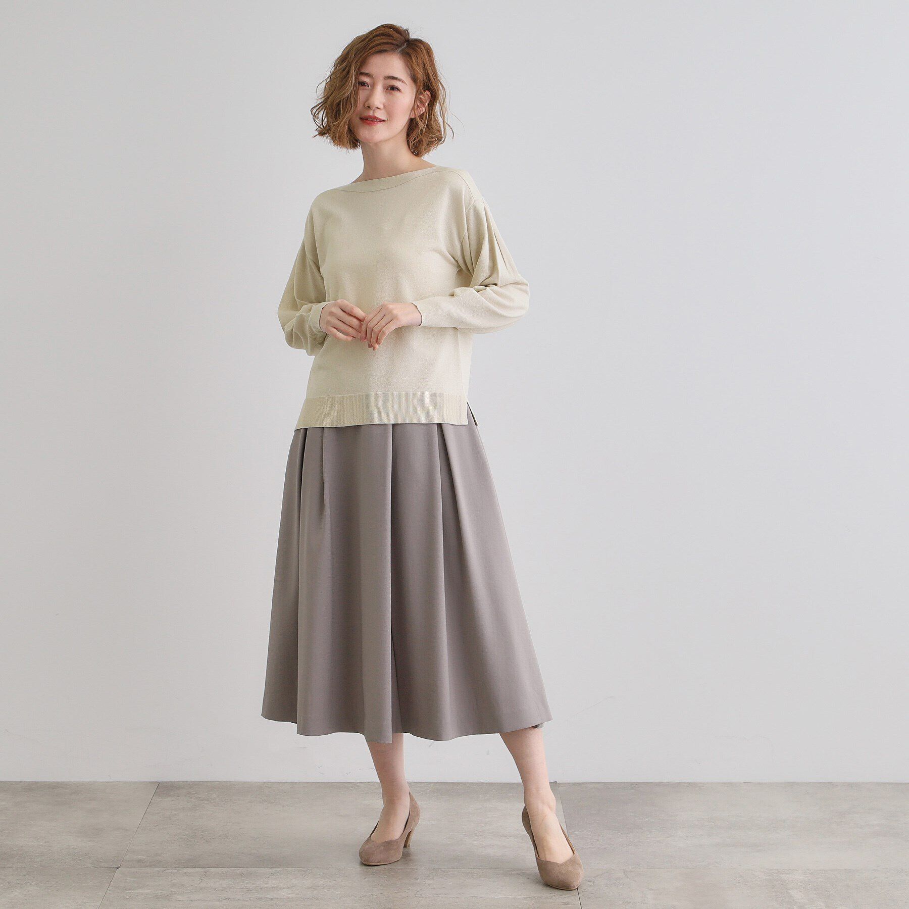 grove「袖タックラメニットプルオーバー」|Tシャツ・カットソー|