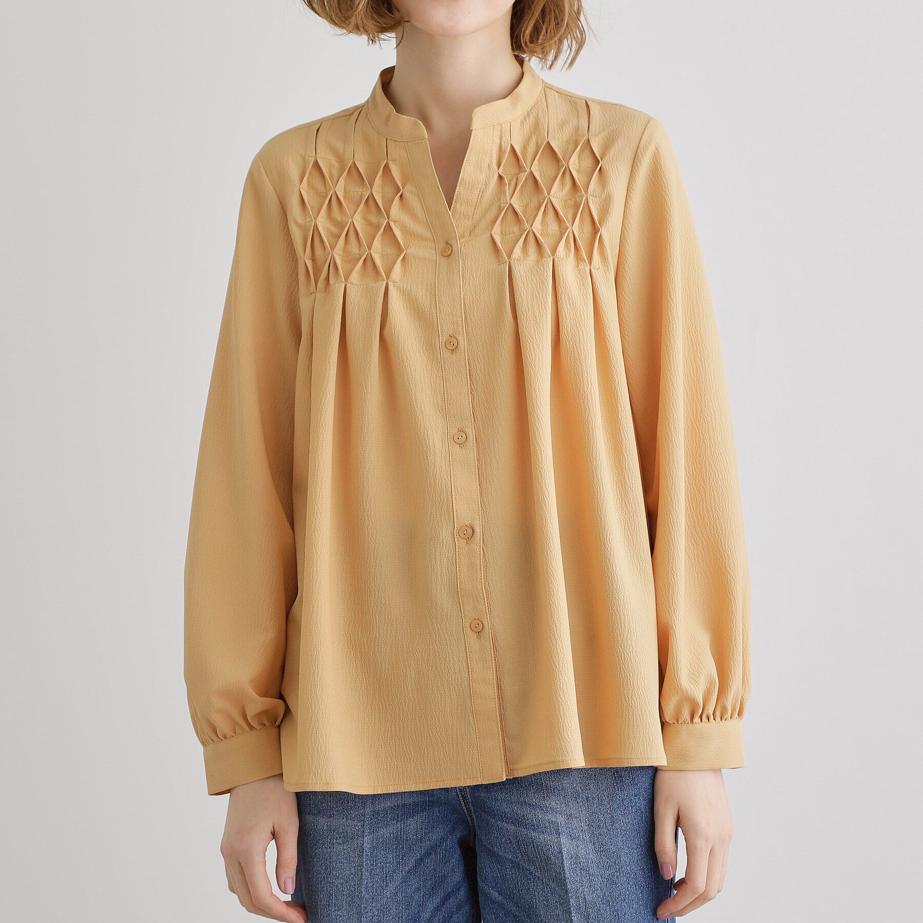 grove「スモッキングタックスキッパーブラウス」|シャツ・ブラウス|