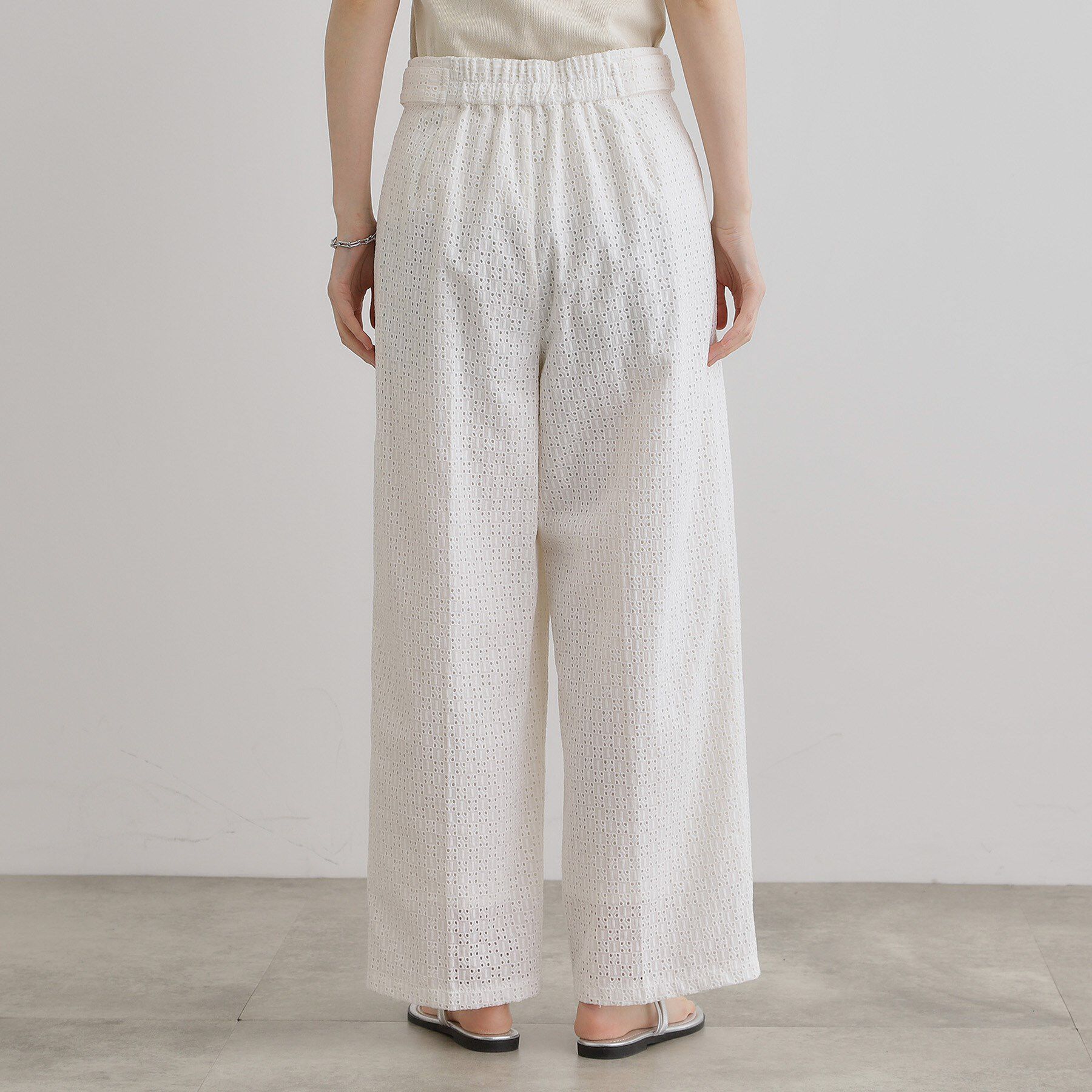 grove「【レースの透け感が軽やか】エンブロイダリーレースワイドパンツ」|その他|
