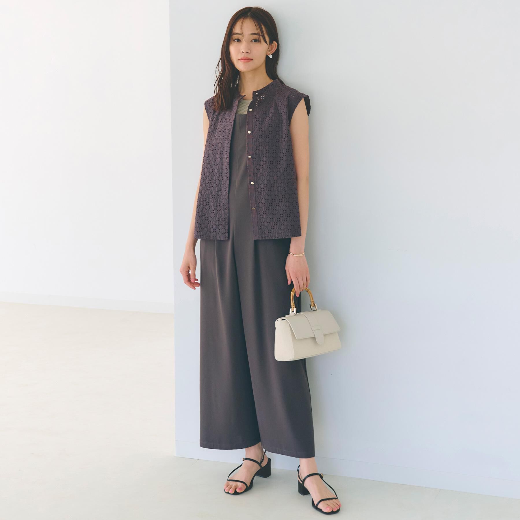 grove「繊細なレースで魅せるエンブロイダリーレースバンドカラーシャツ」|シャツ・ブラウス|