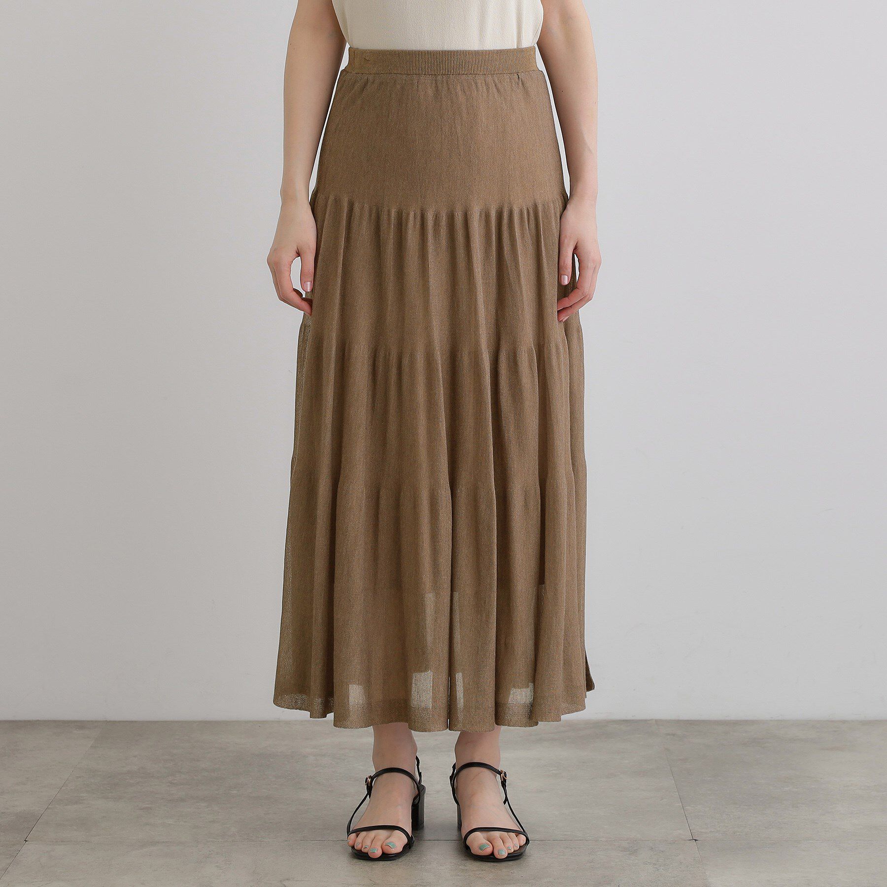 grove「夏の華やぎティアードニットシアースカート」|スカート|