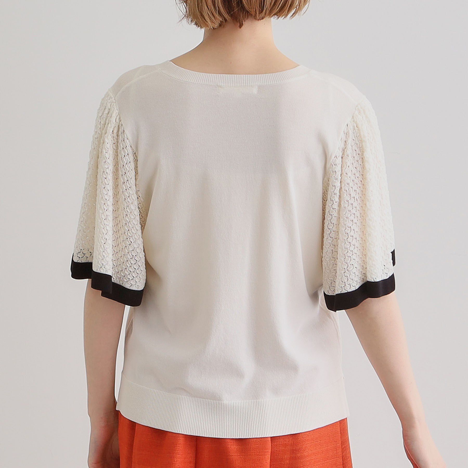 grove「袖透かし編みフレアースリーブニット」|ニット・セーター|