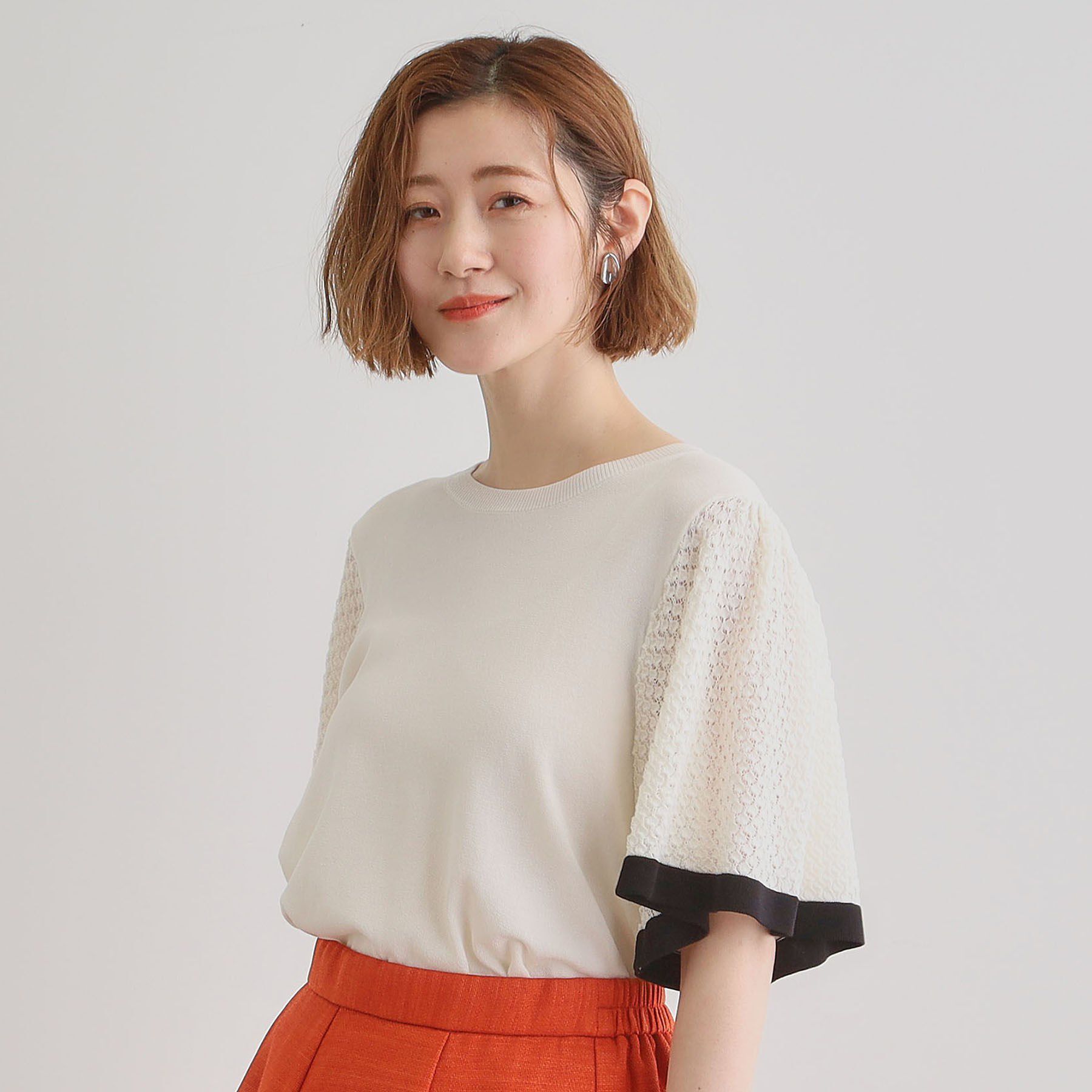 grove「袖透かし編みフレアースリーブニット」|ニット・セーター|