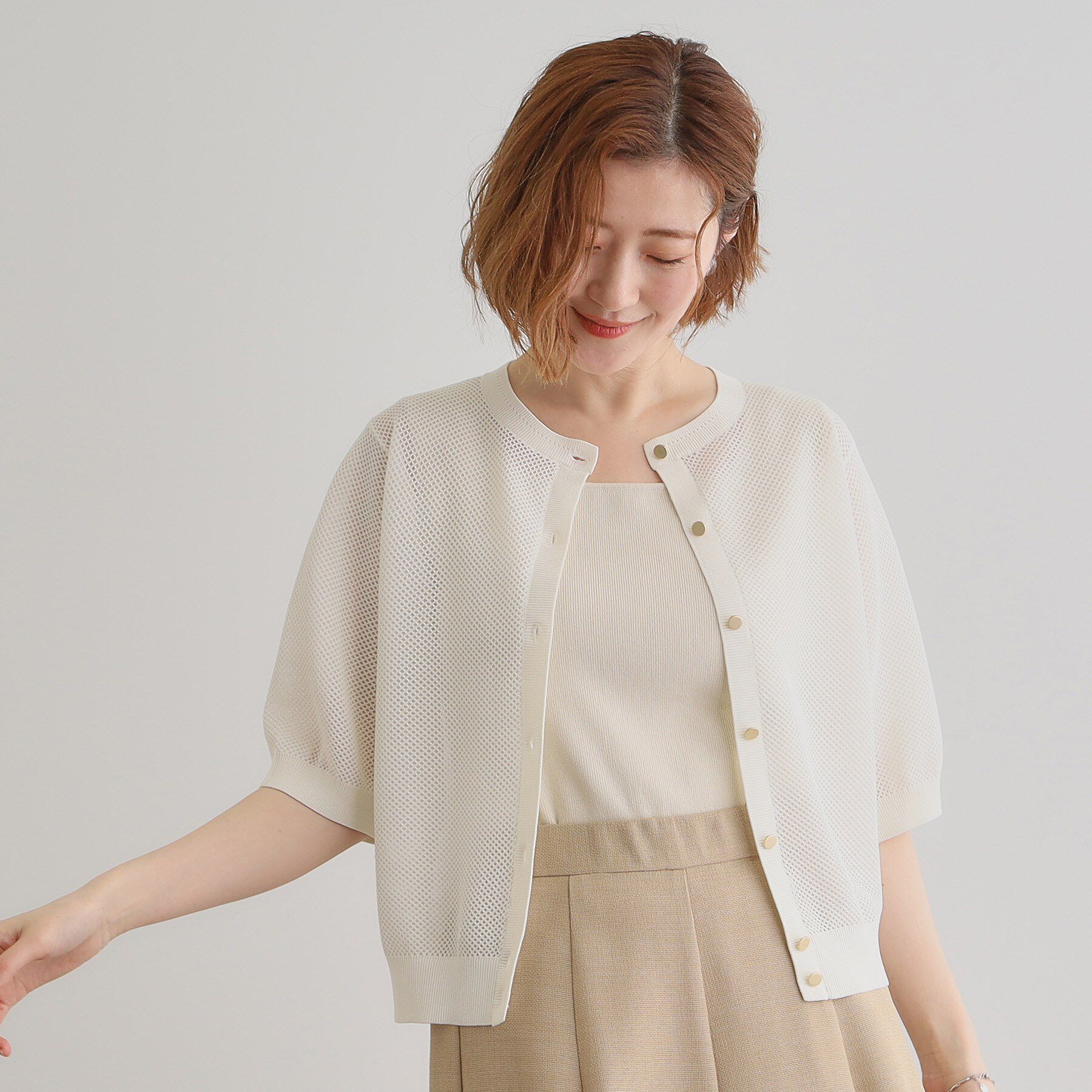 grove「1枚でも映える上品メッシュカーディガン」|カーディガン|