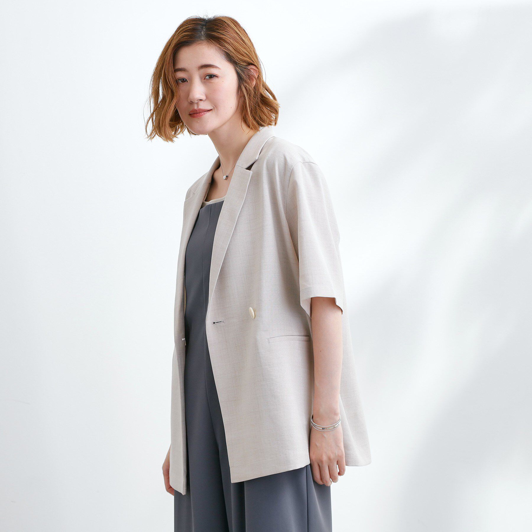grove「軽やかに羽織れて、きちんと見え ハーフスリーブテーラードジャケット」|テーラードジャケット|