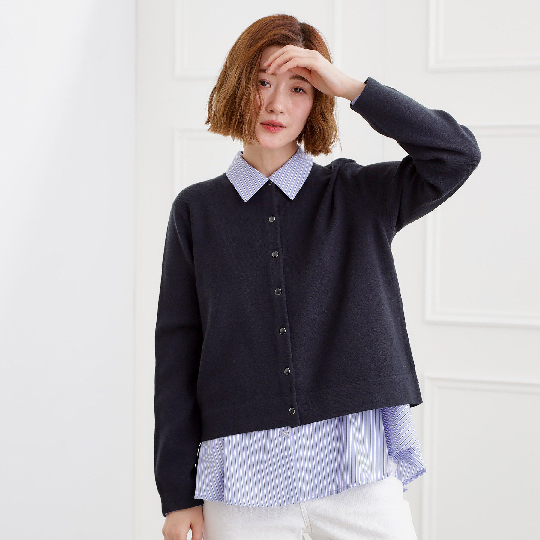 grove「【洗える】毛玉軽減クルーネックカーディガン」|カーディガン|