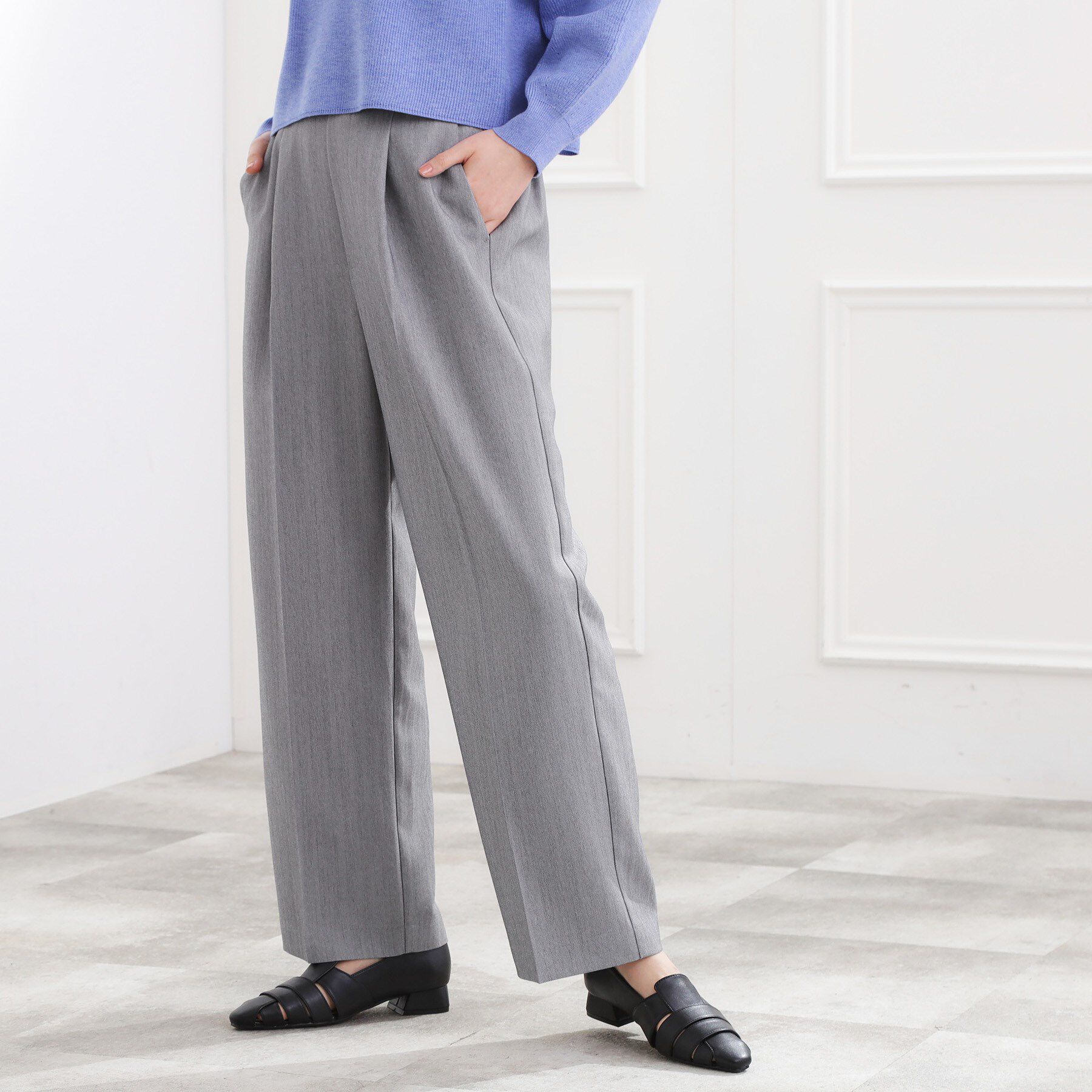 grove「スタイリングが上品に決まる、ウールライクワイドパンツ」|その他|グレー(012)