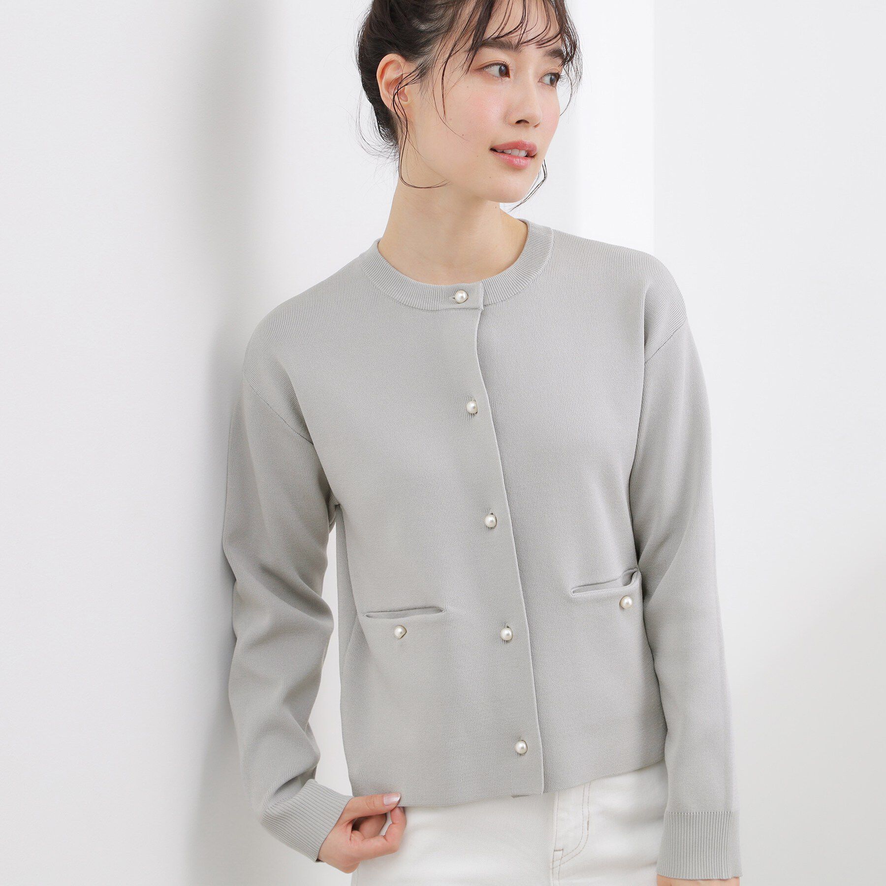 grove「【SETUP対応】パール調釦ニットカーディガン」|カーディガン|