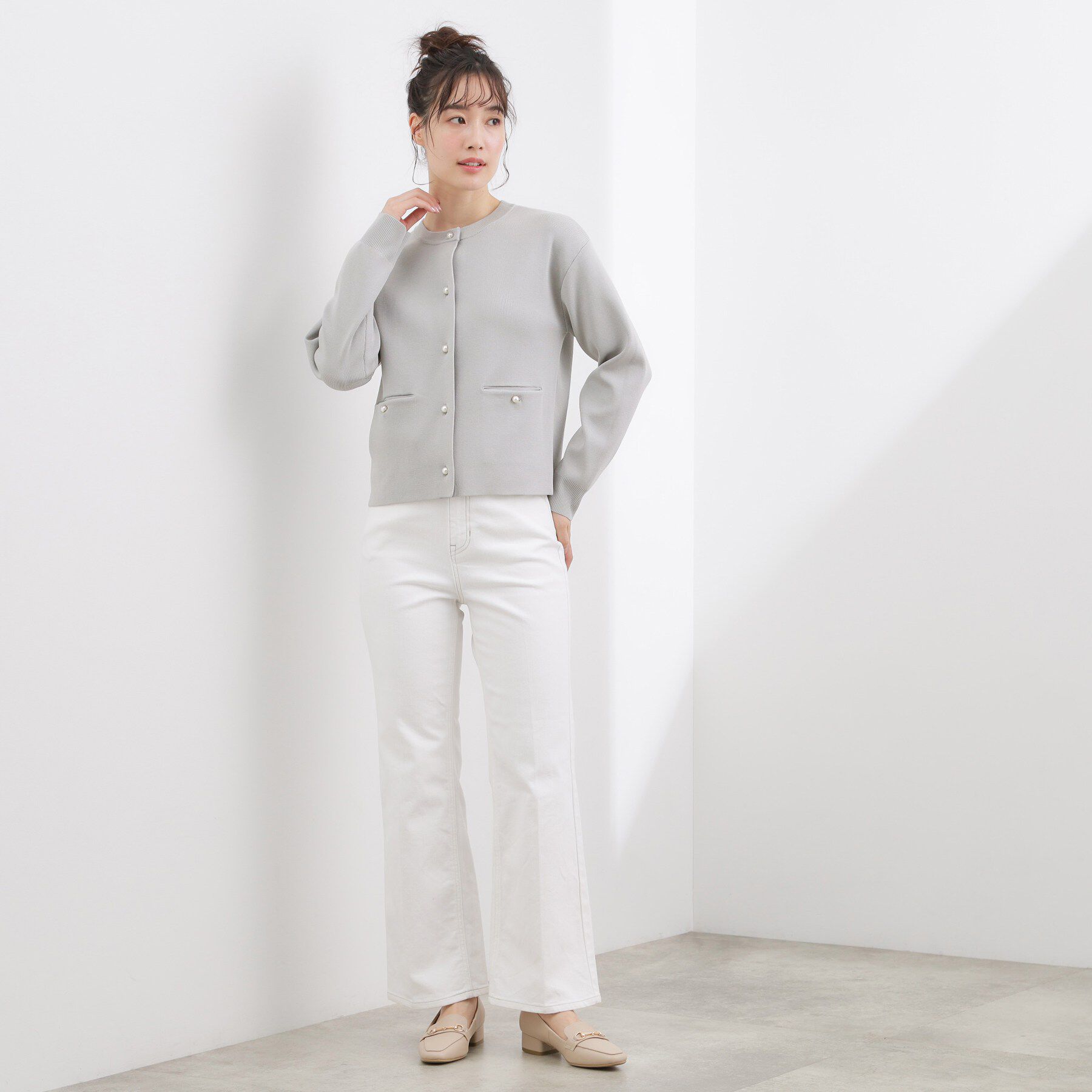 grove「【SETUP対応】パール調釦ニットカーディガン」|カーディガン|