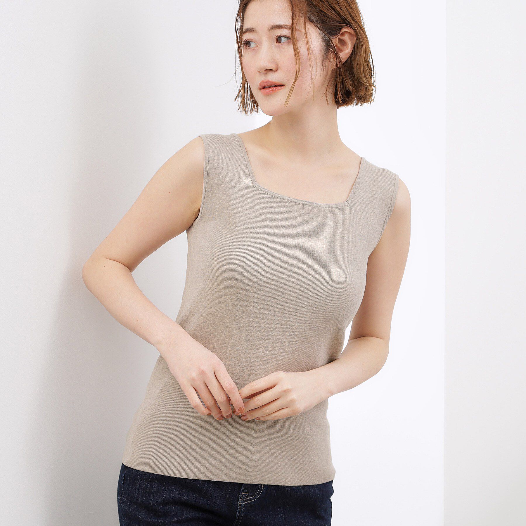 grove「2WAYスクエアニットタンク」|キャミソール|