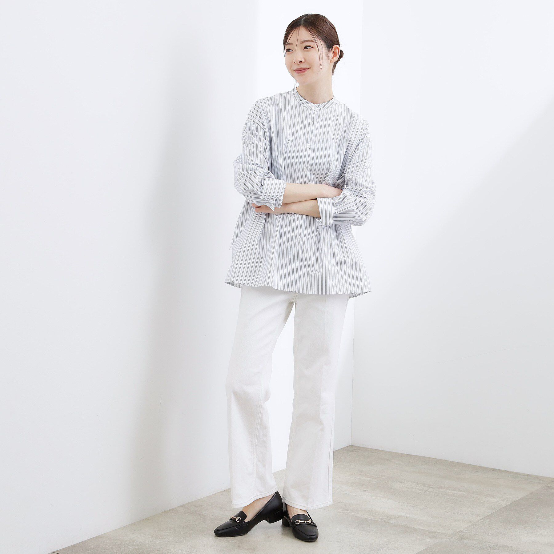 grove「【体型カバー】ウエストタック スタンドネックシャツ」|シャツ・ブラウス|