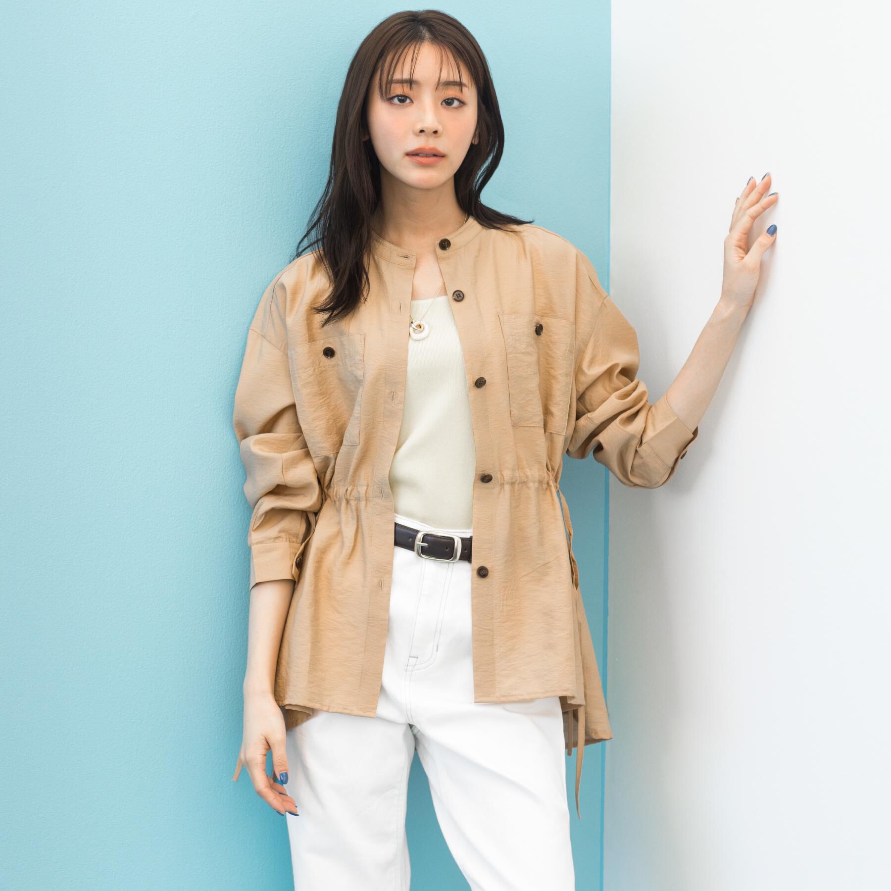 grove「【貴島明日香さん着用/体型カバー】洗えるシアーサファリシャツジャケット」|シャツ・ブラウス|