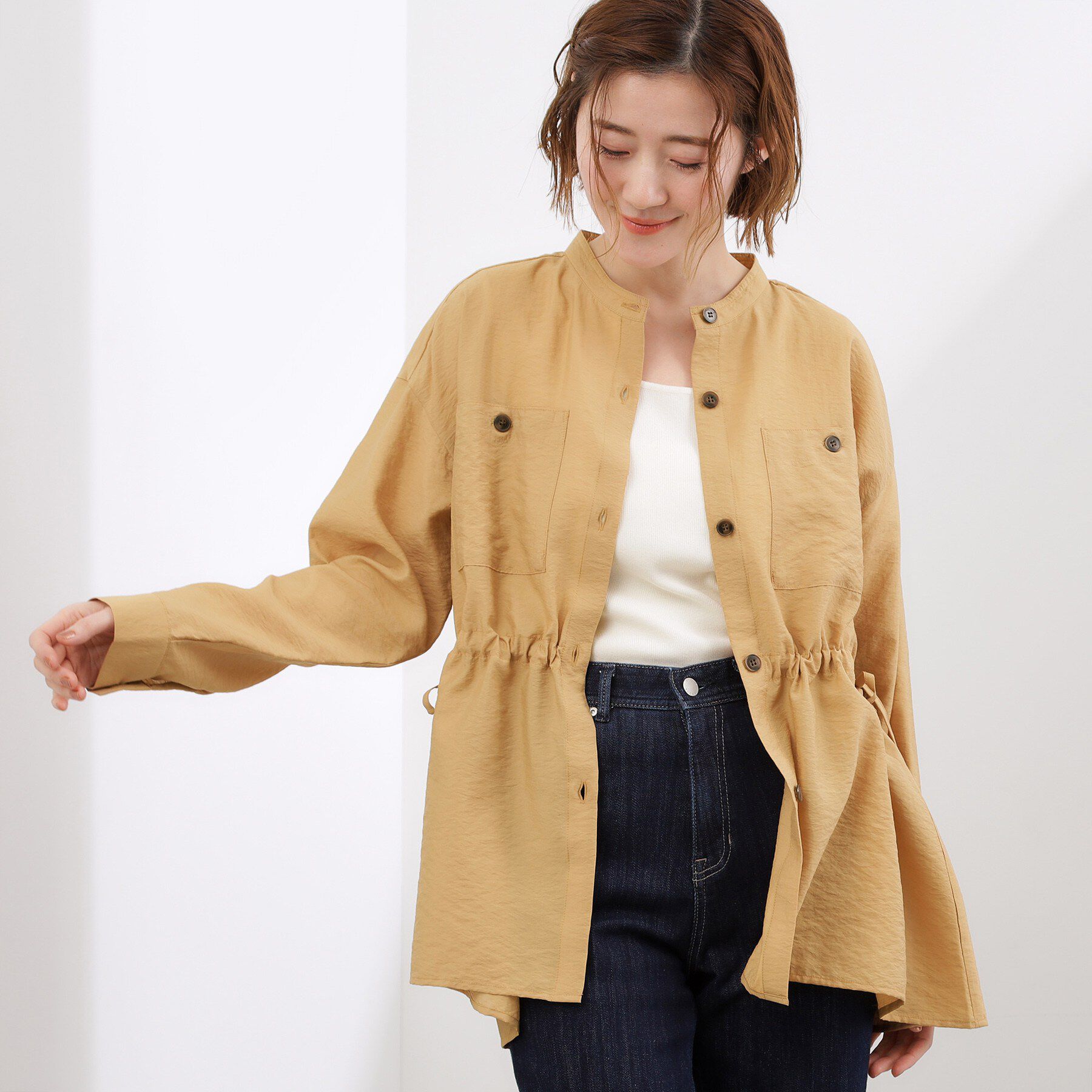 grove「【貴島明日香さん着用/体型カバー】洗えるシアーサファリシャツジャケット」|シャツ・ブラウス|