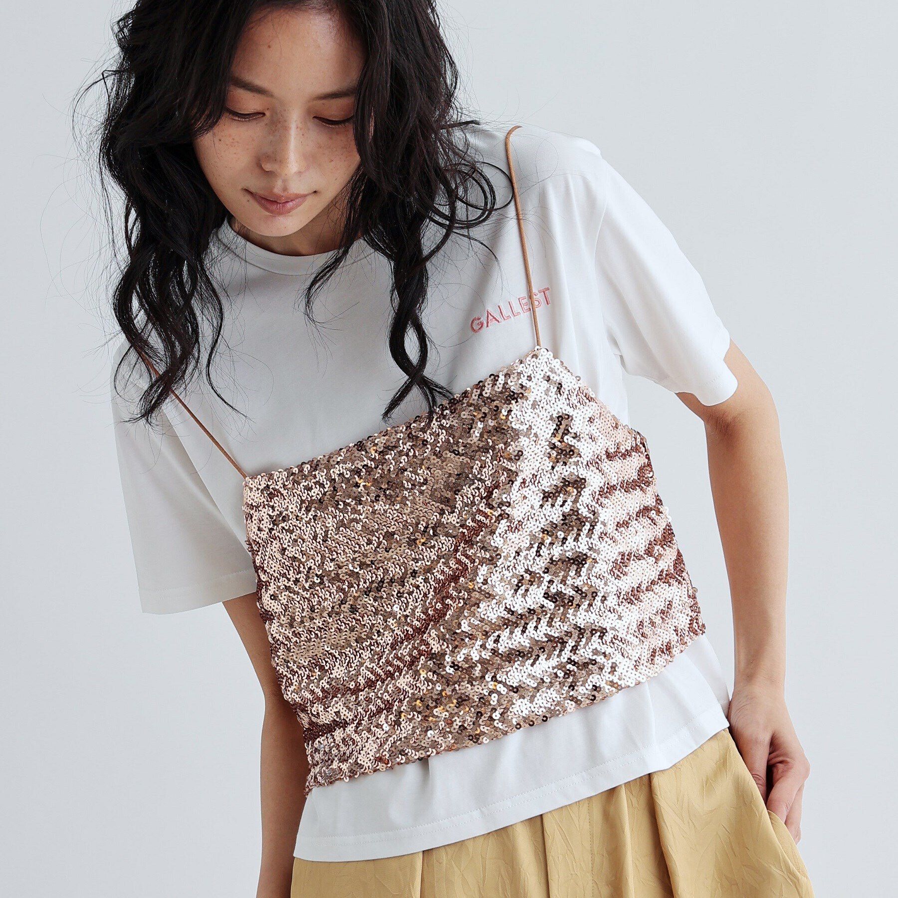 GALLEST「スパンコールビスチェ」|キャミソール|ゴールド(007)