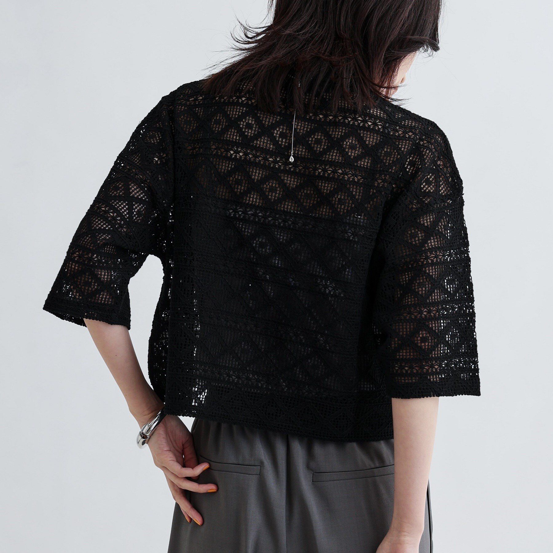 GALLEST「ハーフスリーブレースポロ」|シャツ・ブラウス|