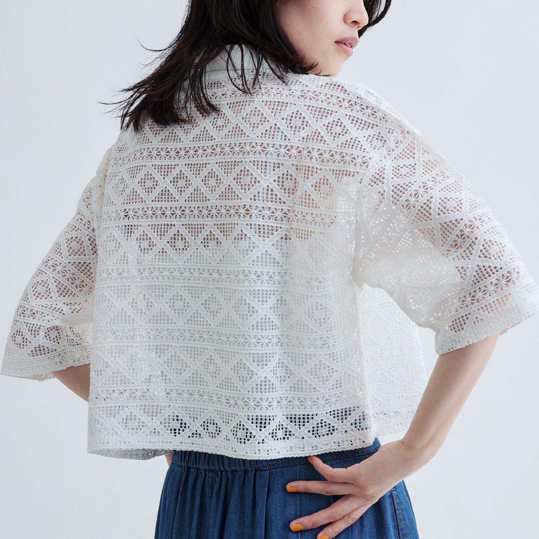 GALLEST「ハーフスリーブレースポロ」|シャツ・ブラウス|