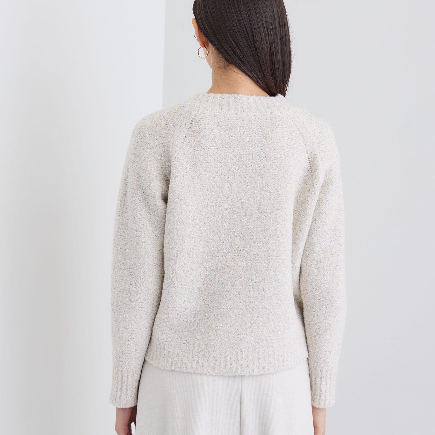 INDIVI「【洗える／ラメ／意匠感】ミックスブークレニット」|ニット・セーター|