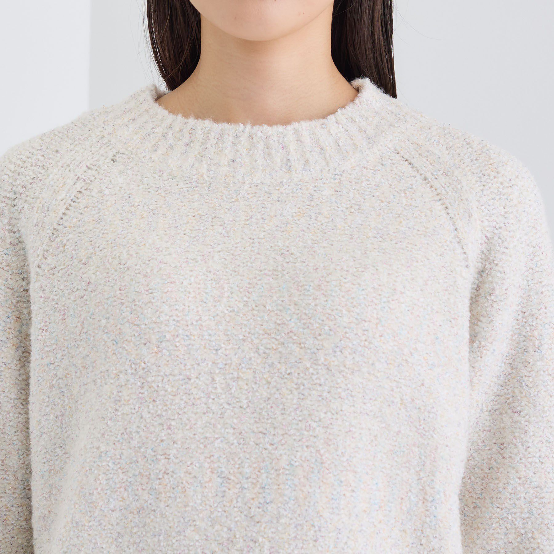 INDIVI「【洗える／ラメ／意匠感】ミックスブークレニット」|ニット・セーター|