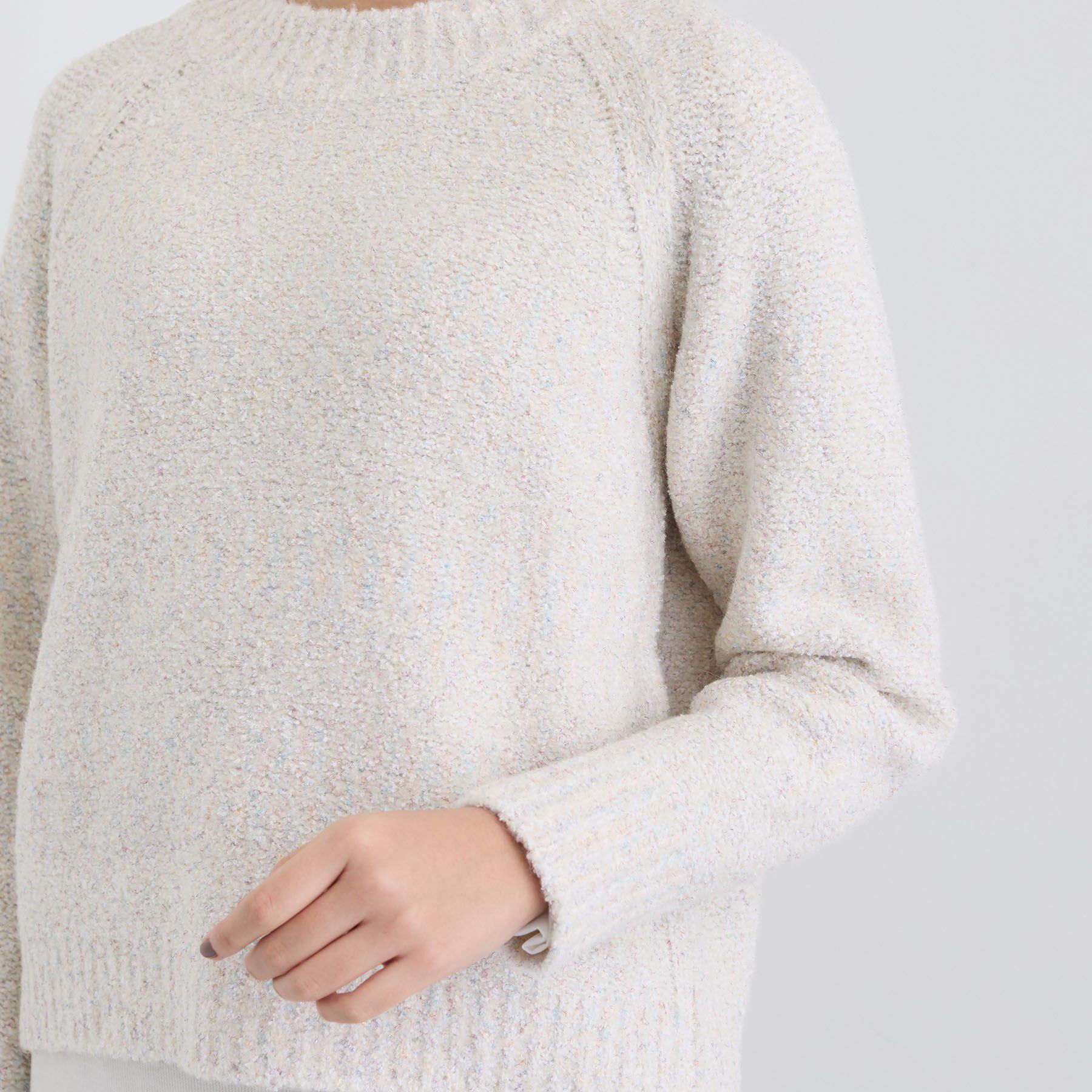 INDIVI「【洗える／ラメ／意匠感】ミックスブークレニット」|ニット・セーター|